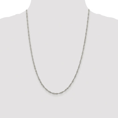 Sterling Silver Rhodium-plated 2.25mm Singapore Chain