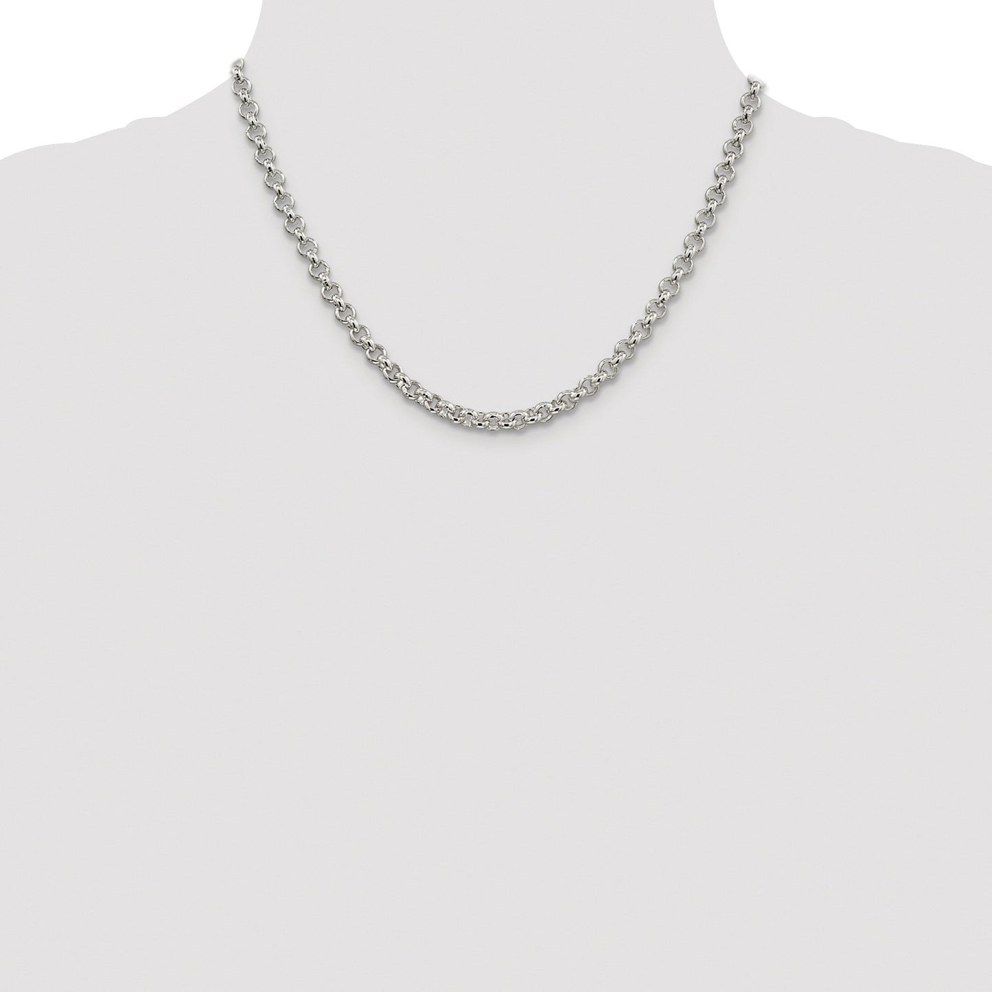 Sterling Silver Rhodium-plated 5mm Rolo Chain
