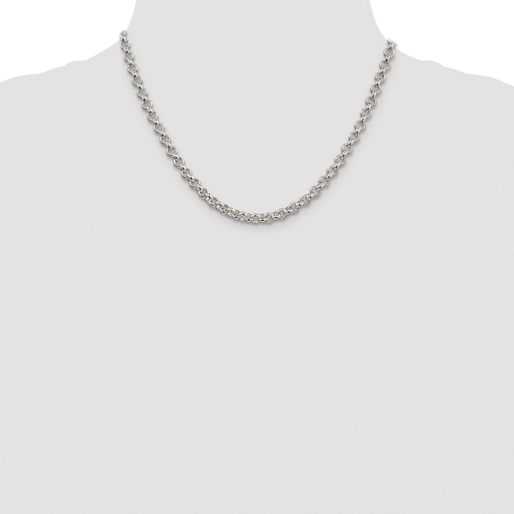 Sterling Silver Rhodium-plated 5mm Rolo Chain