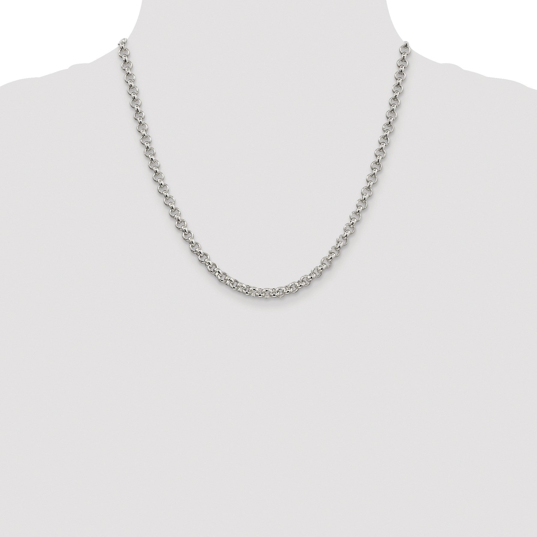 Sterling Silver Rhodium-plated 5mm Rolo Chain
