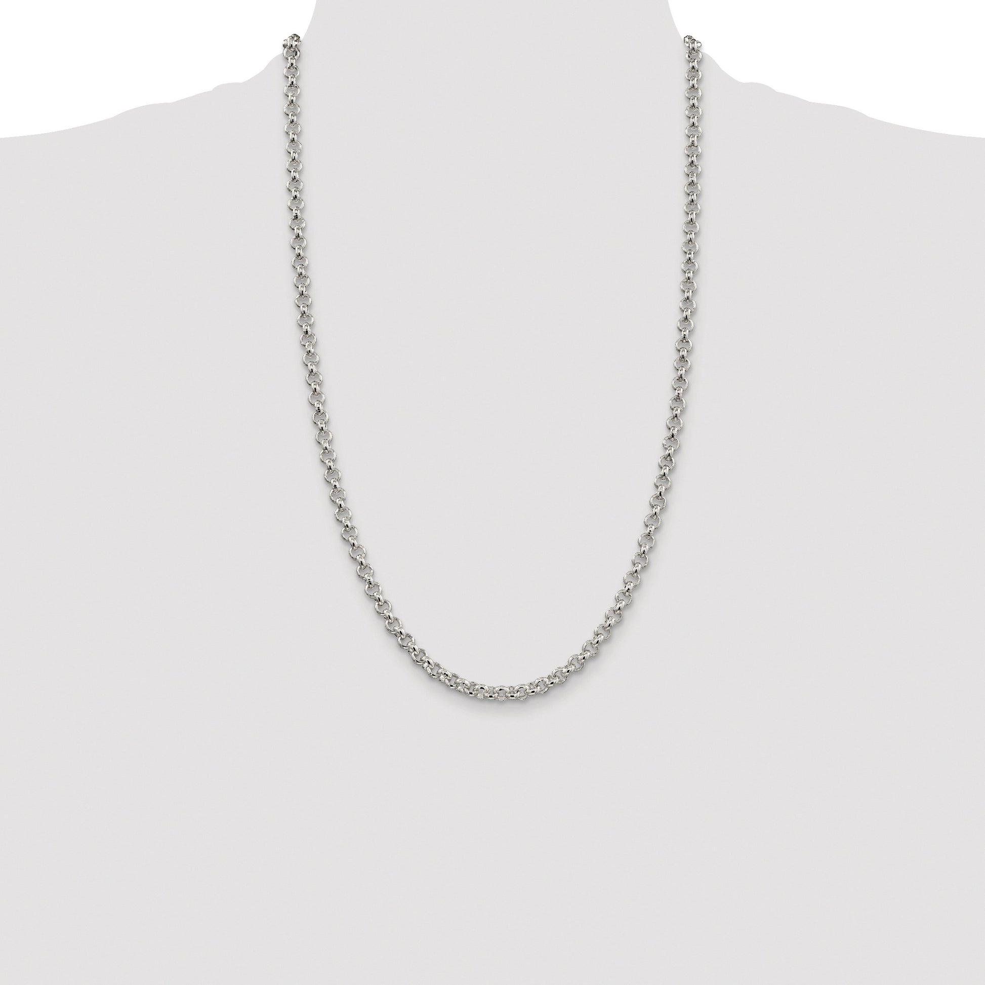 Sterling Silver Rhodium-plated 5mm Rolo Chain