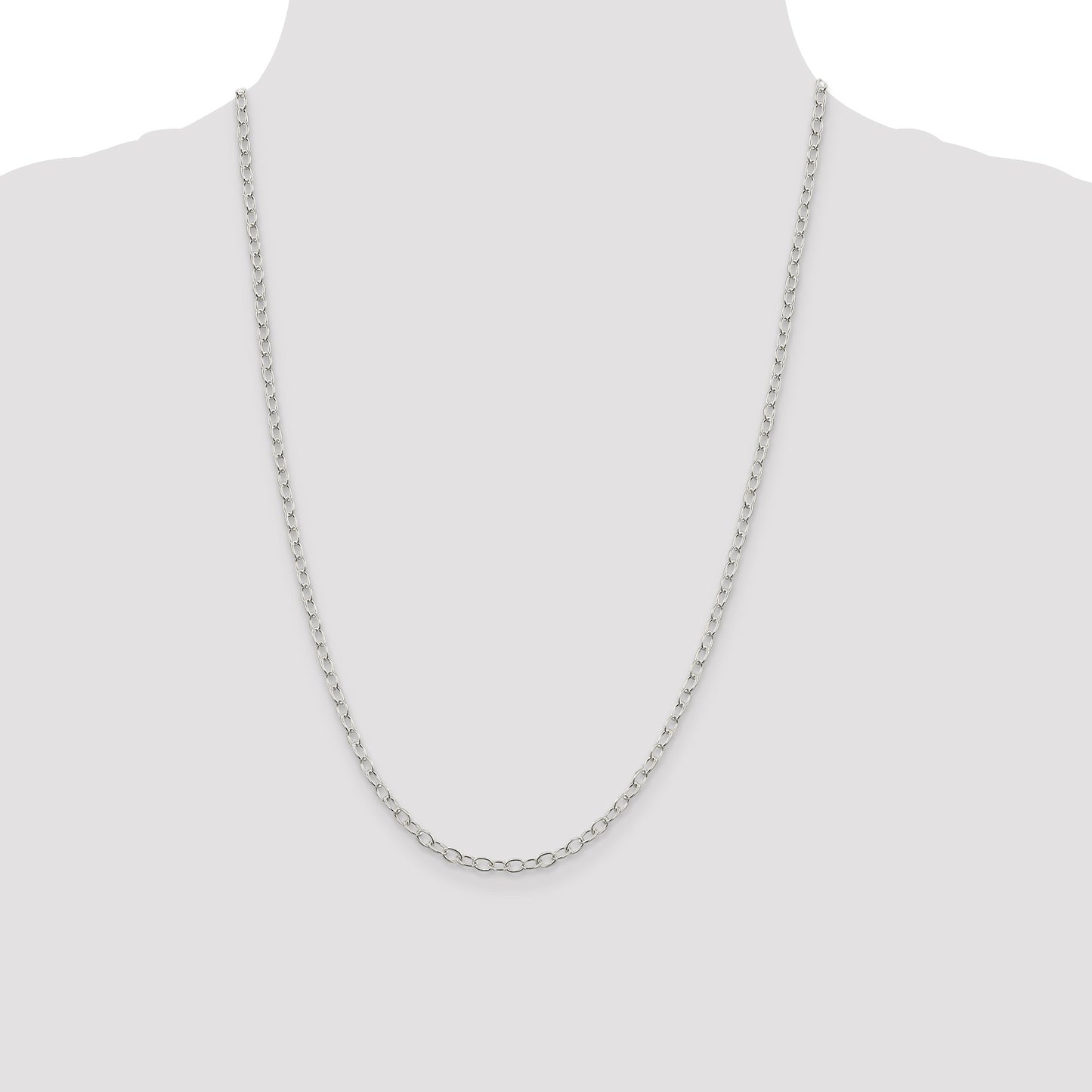 Sterling Silver 3.4mm Oval Cable Chain