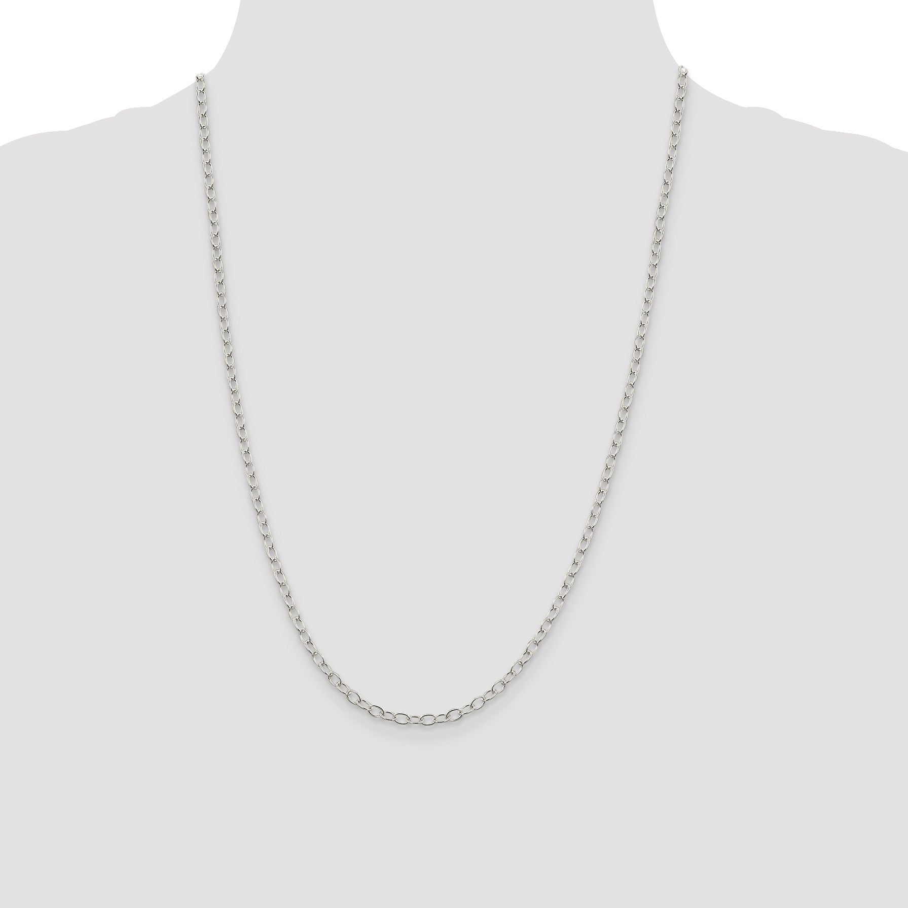 Sterling Silver 3.4mm Oval Cable Chain