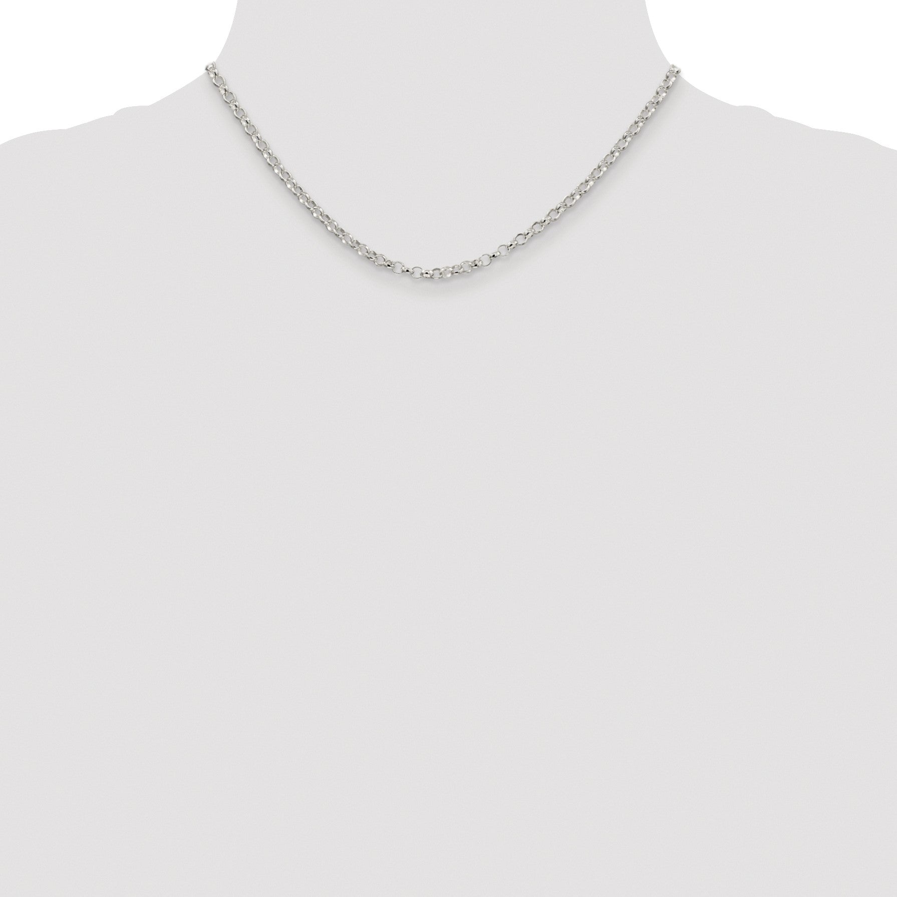 Sterling Silver Rhodium-plated 3.5mm Rolo Chain