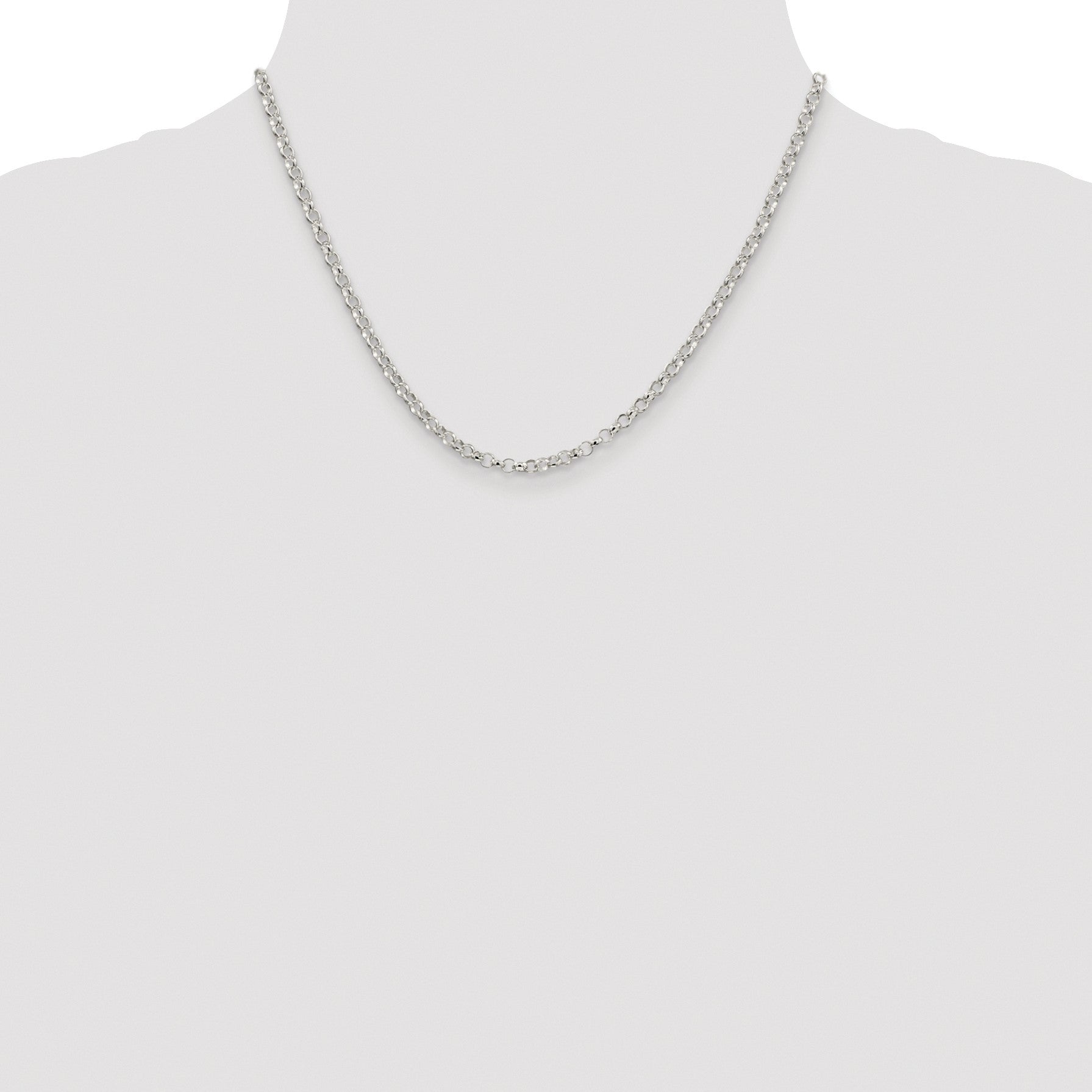 Sterling Silver Rhodium-plated 3.5mm Rolo Chain