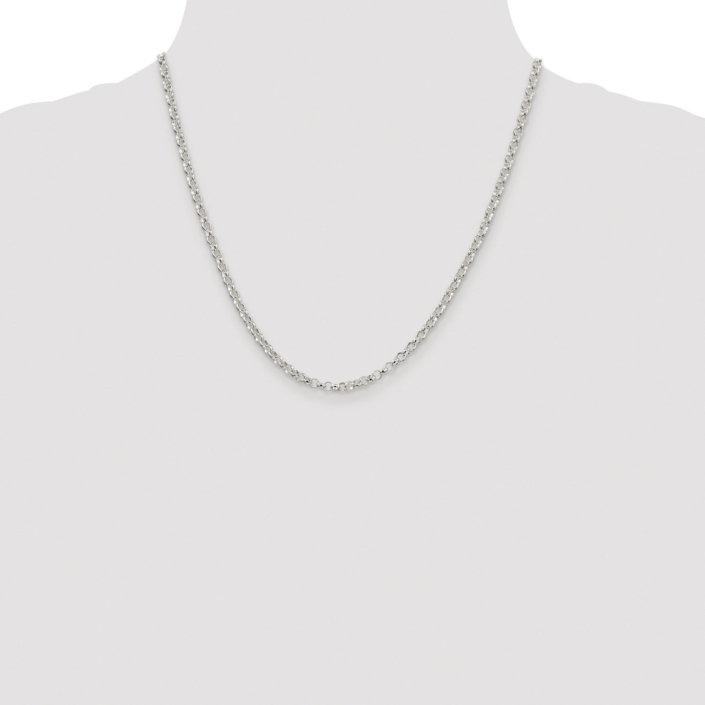 Sterling Silver Rhodium-plated 3.5mm Rolo Chain