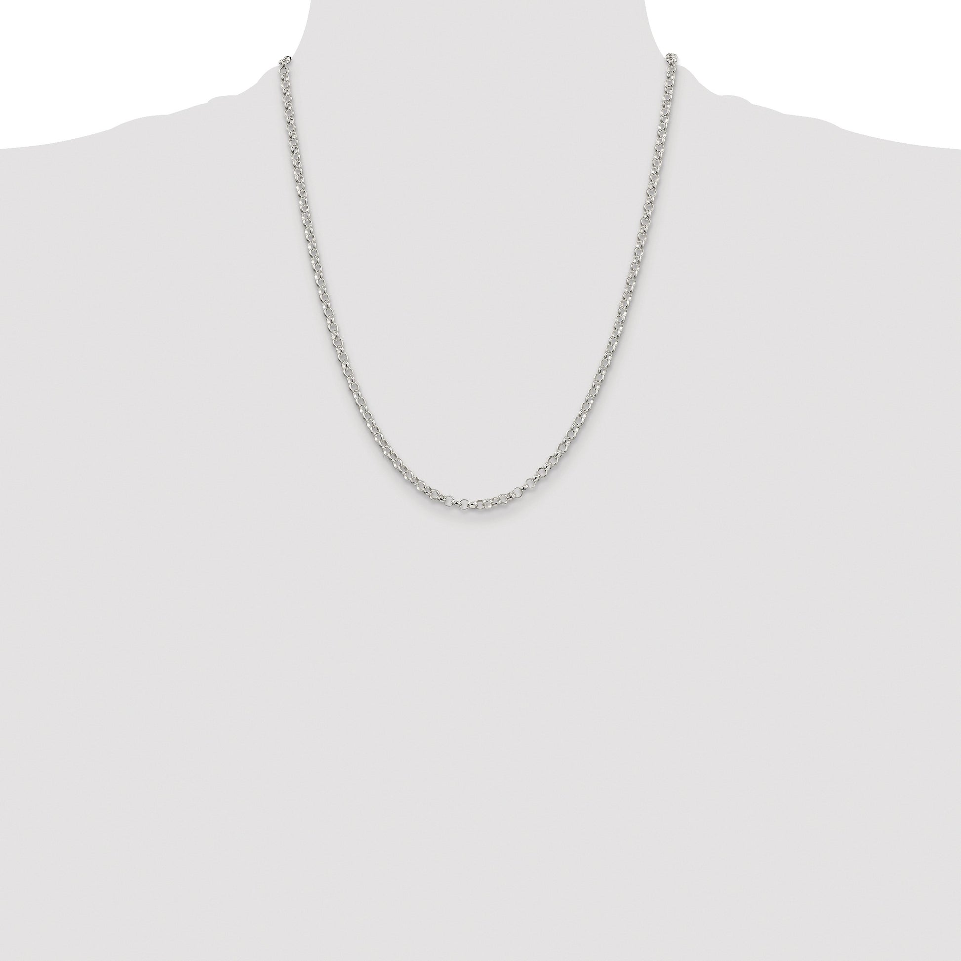 Sterling Silver Rhodium-plated 3.5mm Rolo Chain