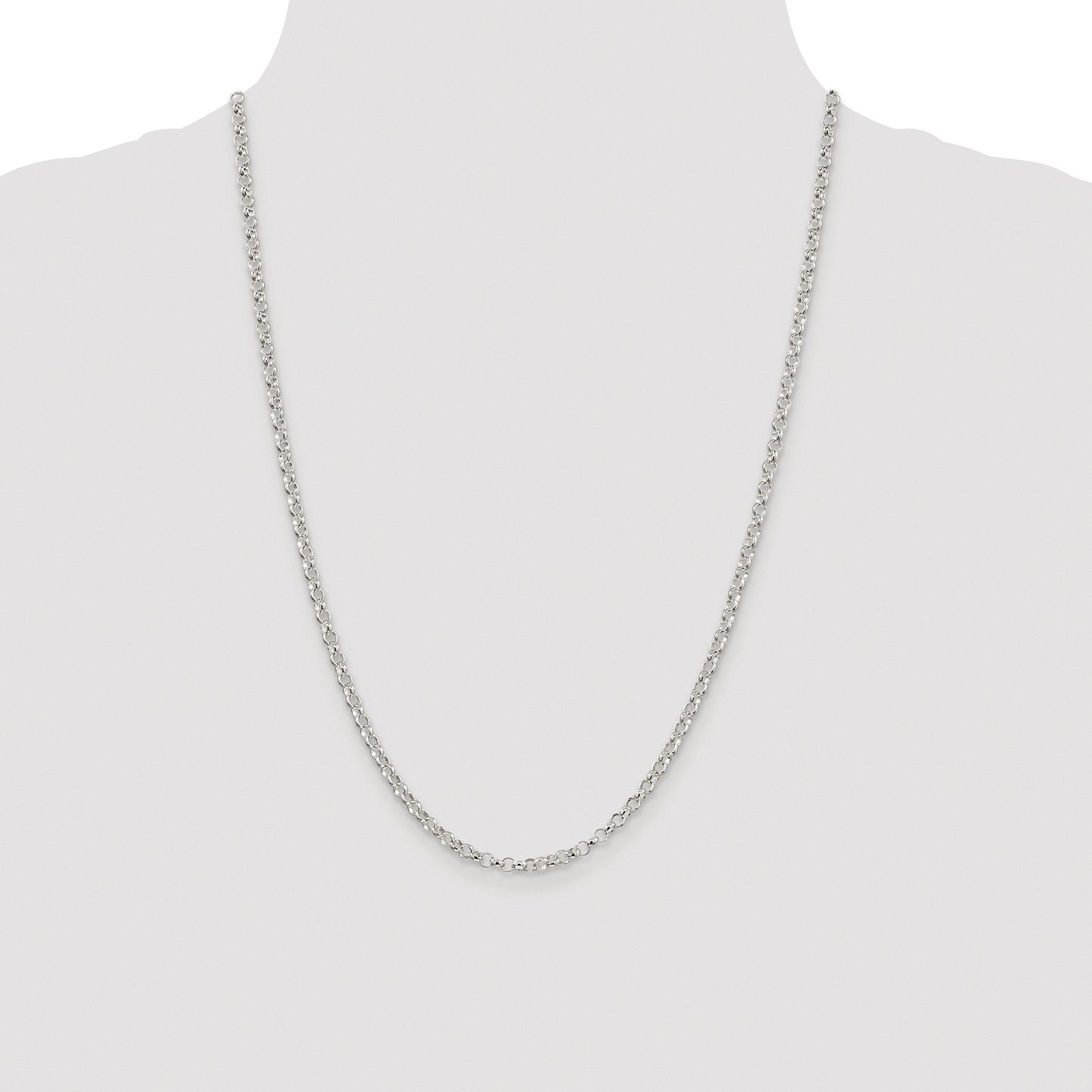 Sterling Silver Rhodium-plated 3.5mm Rolo Chain