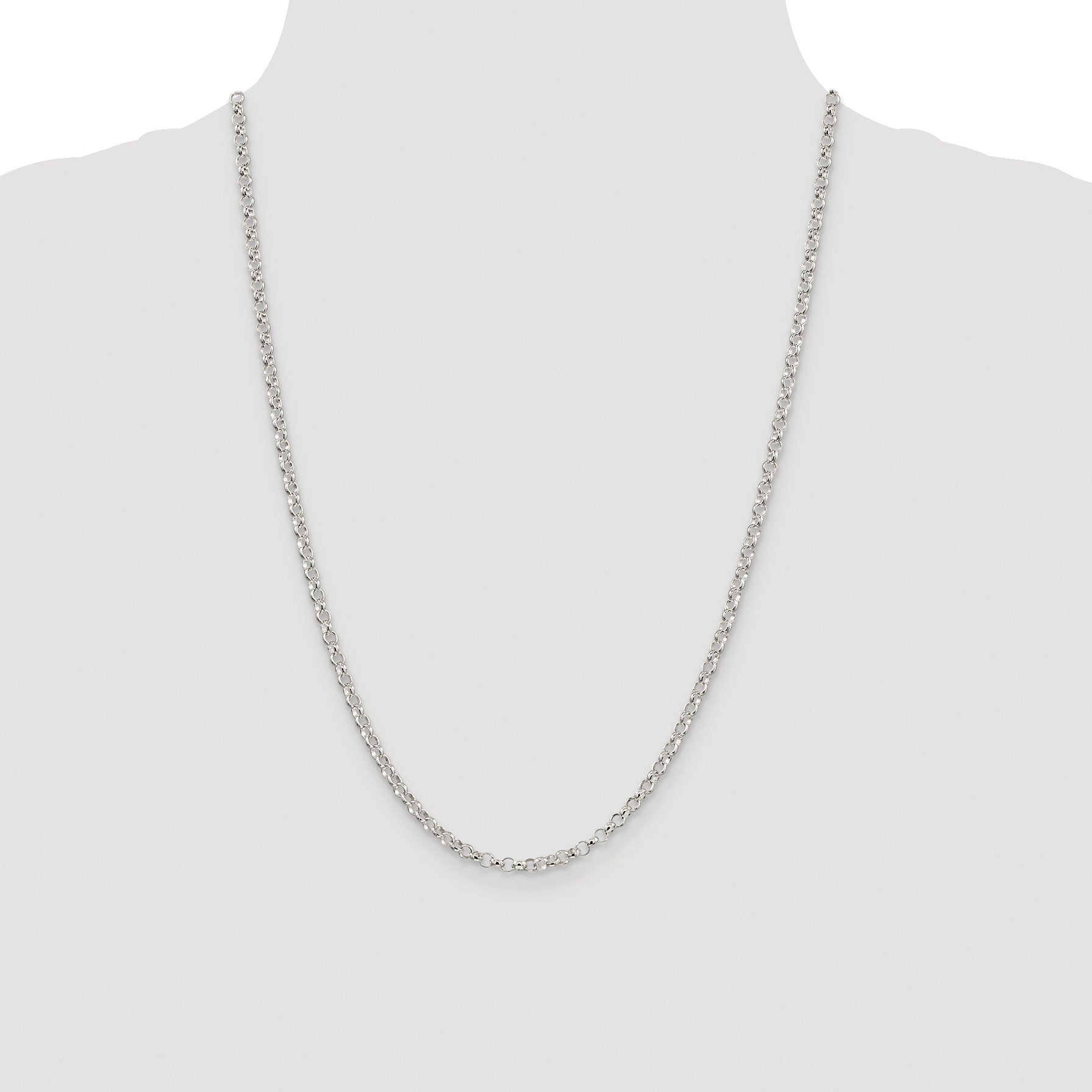Sterling Silver Rhodium-plated 3.5mm Rolo Chain