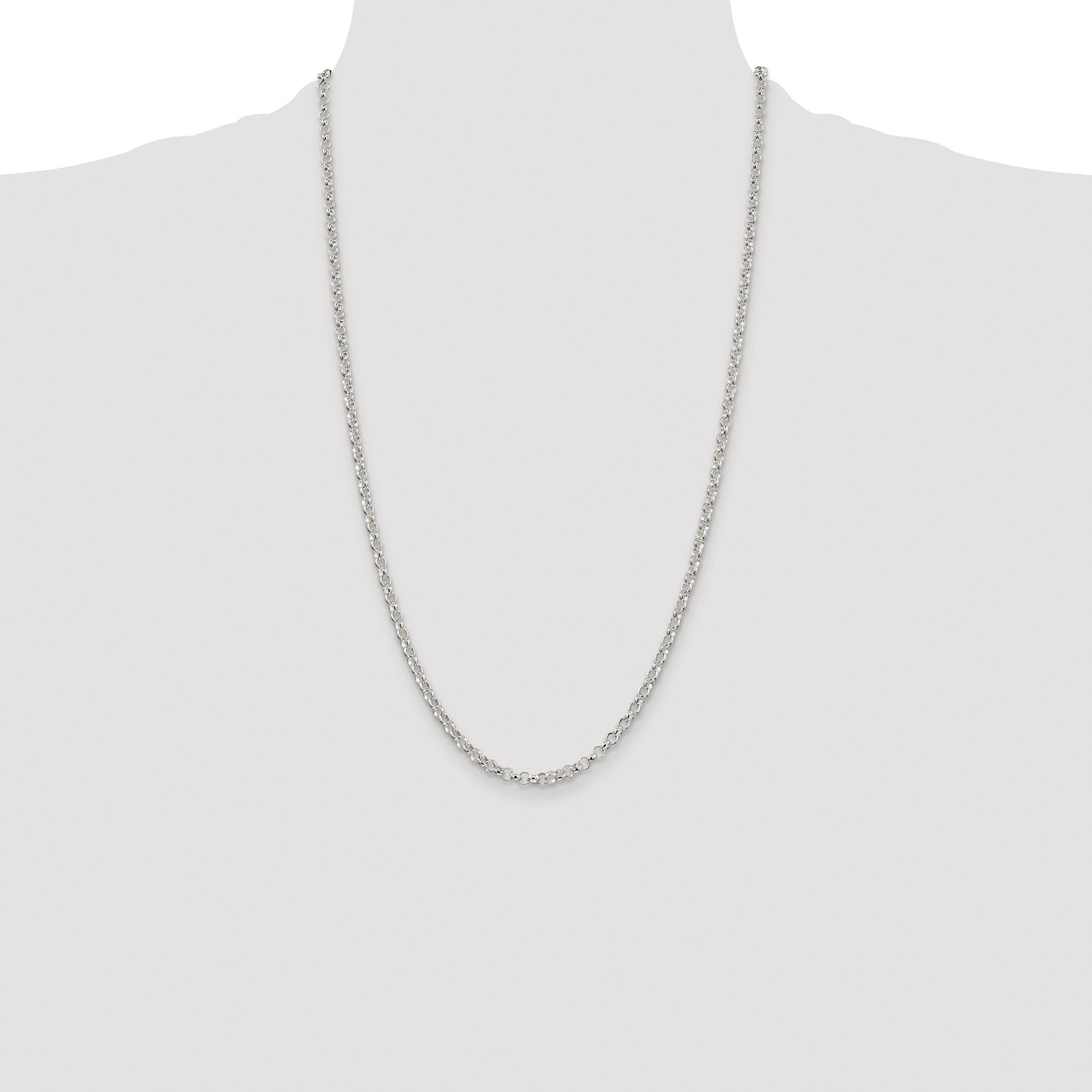 Sterling Silver Rhodium-plated 3.5mm Rolo Chain