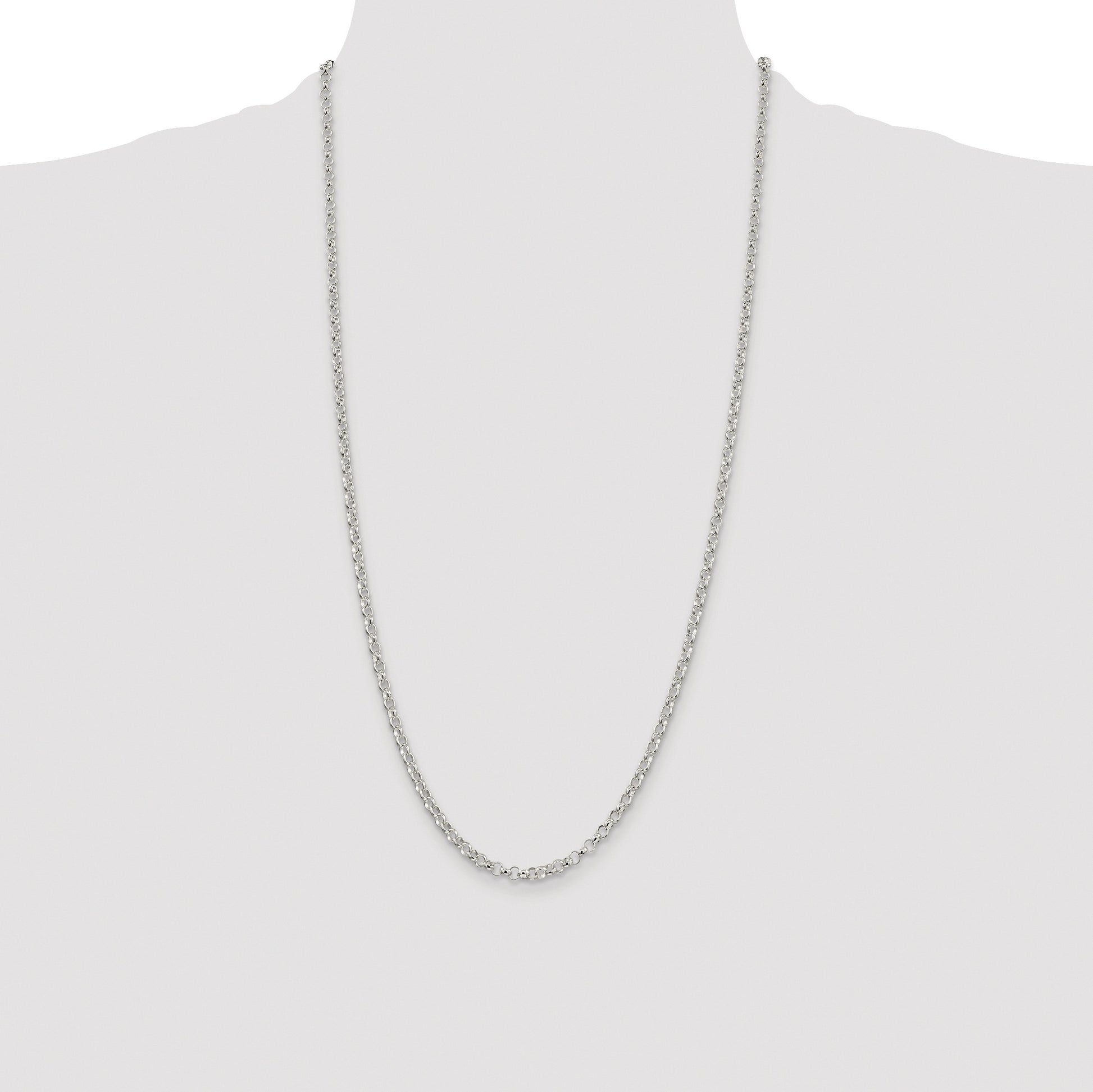 Sterling Silver Rhodium-plated 3.5mm Rolo Chain