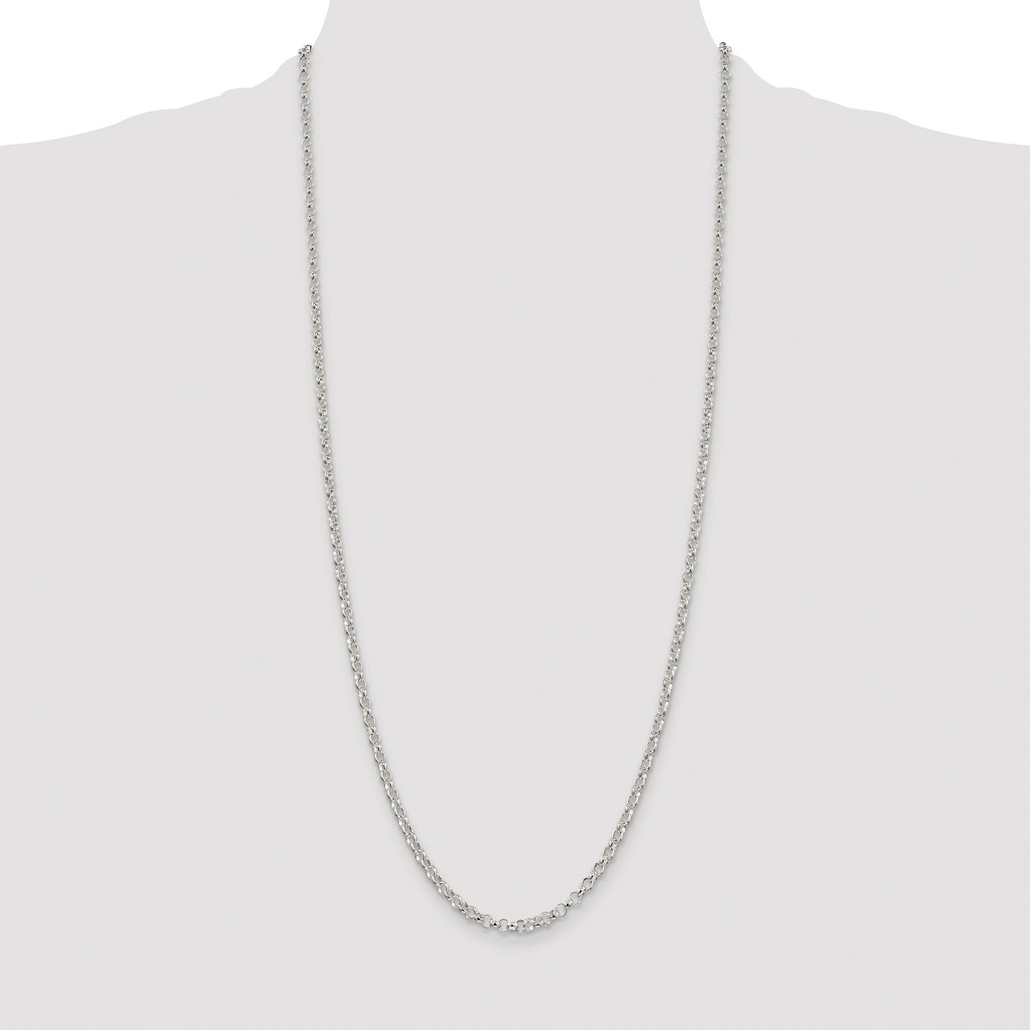 Sterling Silver Rhodium-plated 3.5mm Rolo Chain