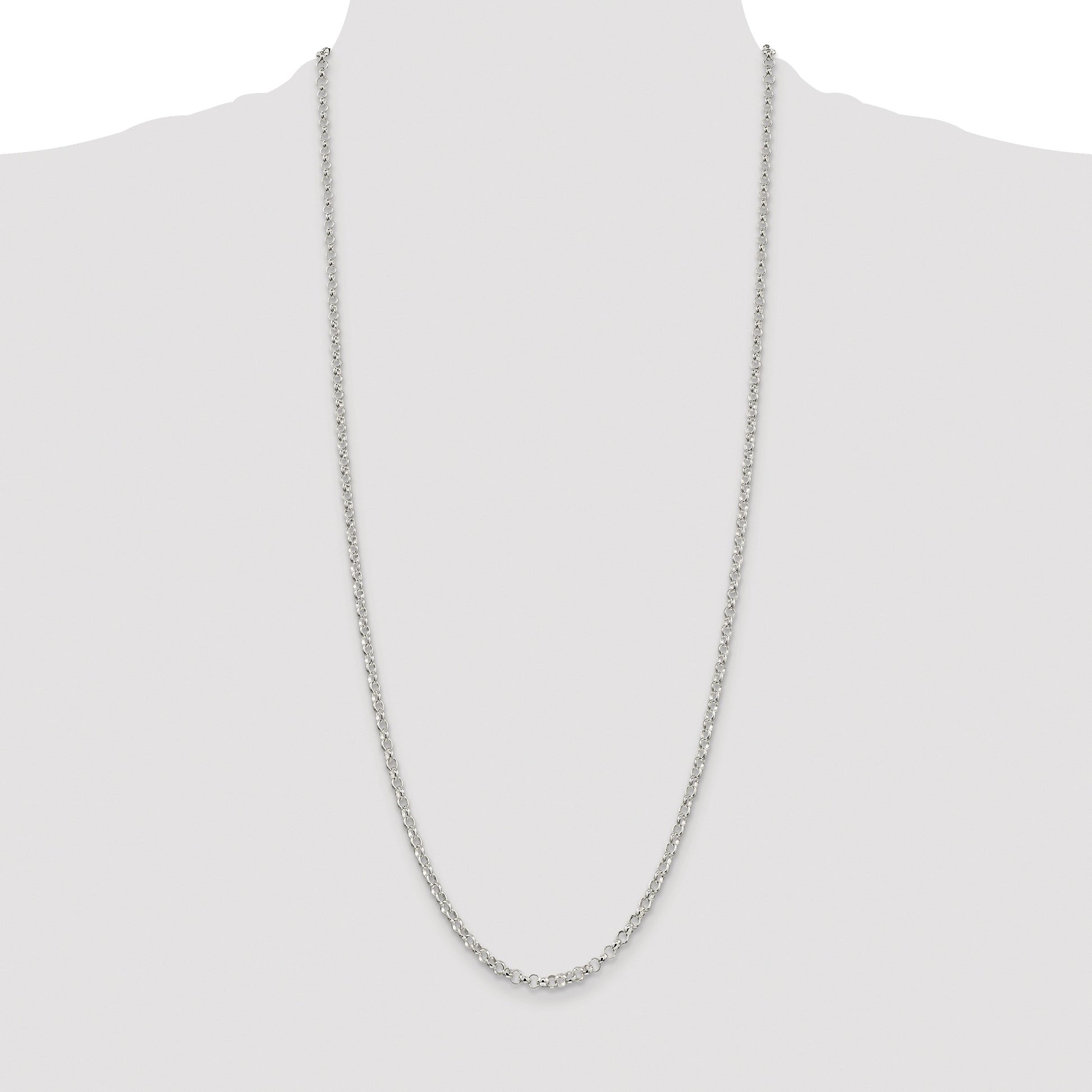 Sterling Silver Rhodium-plated 3.5mm Rolo Chain