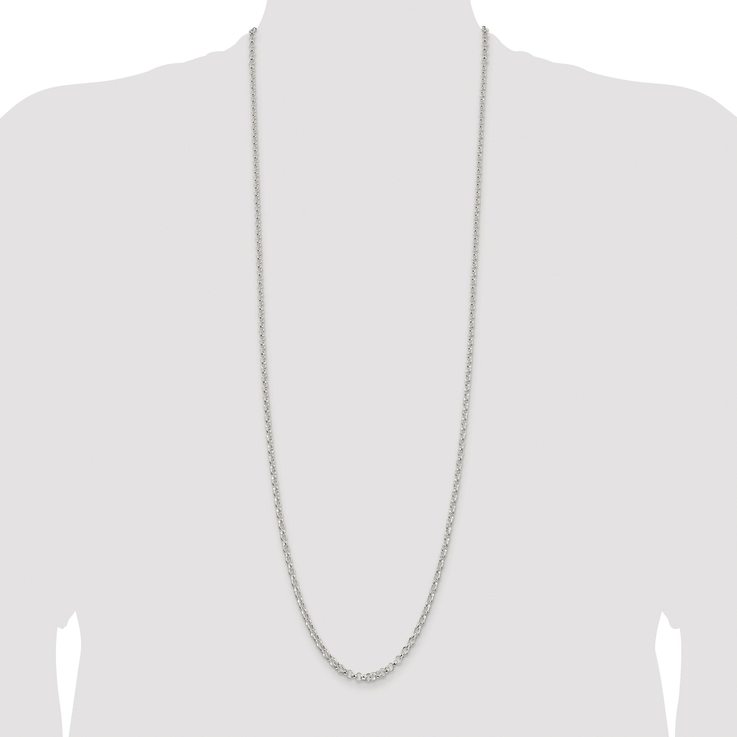 Sterling Silver Rhodium-plated 3.5mm Rolo Chain
