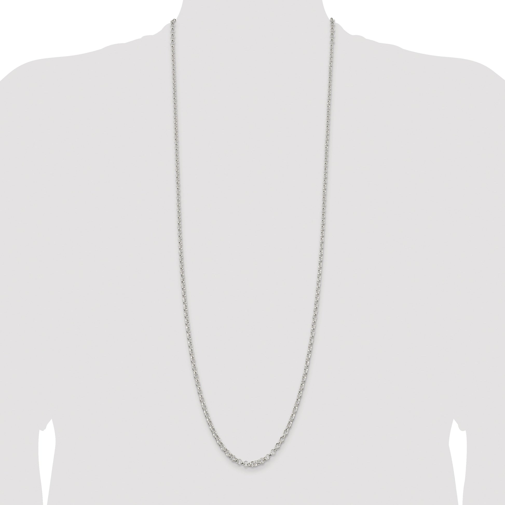 Sterling Silver Rhodium-plated 3.5mm Rolo Chain