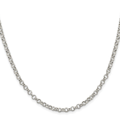 Sterling Silver Rhodium-plated 4mm Rolo Chain