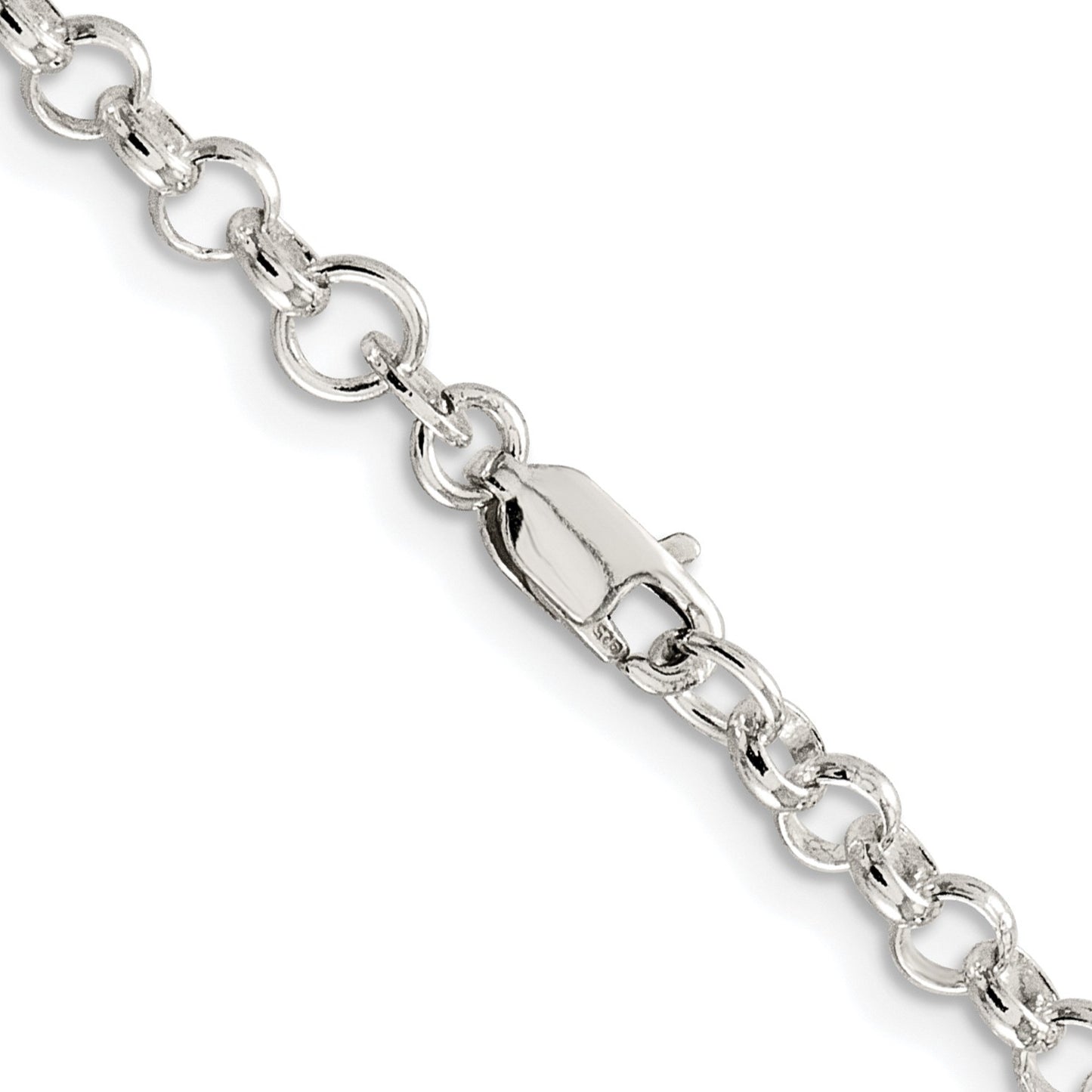 Sterling Silver Rhodium-plated 4mm Rolo Chain