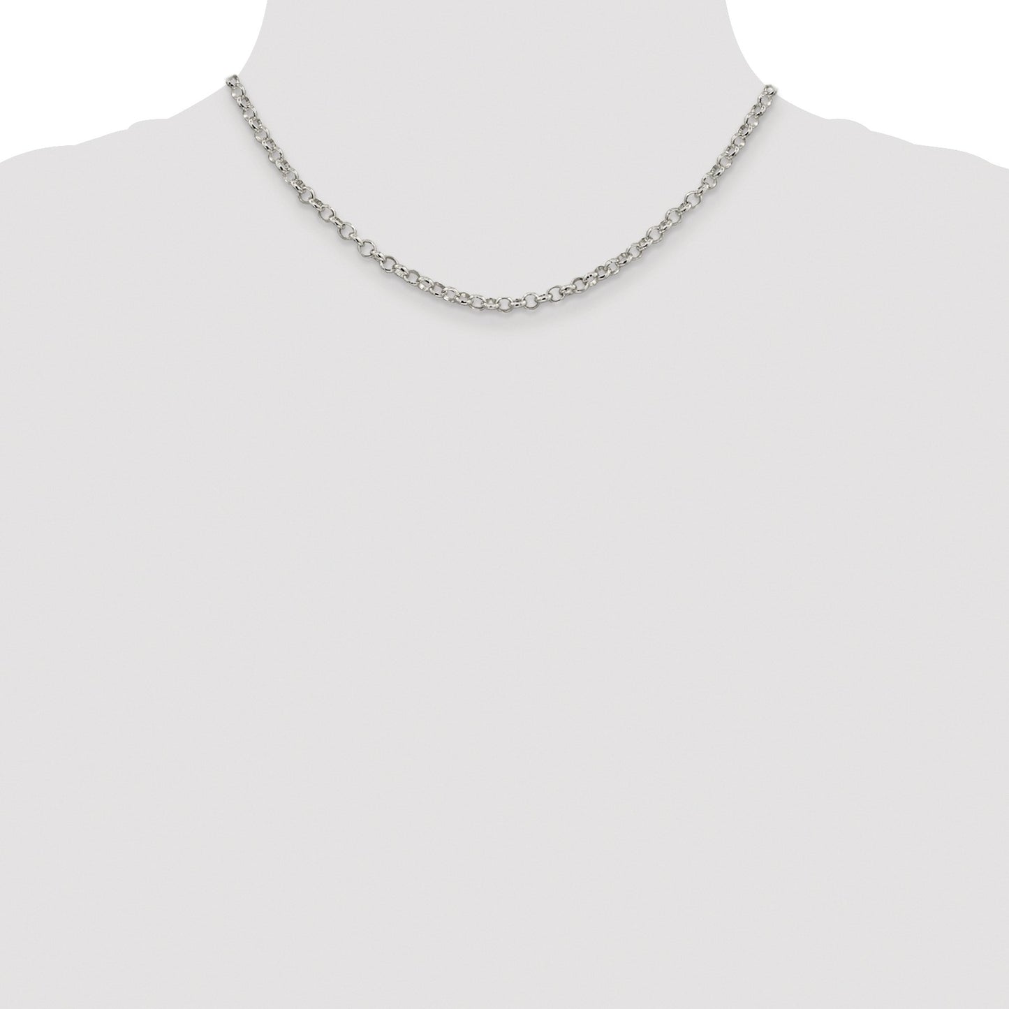 Sterling Silver Rhodium-plated 4mm Rolo Chain