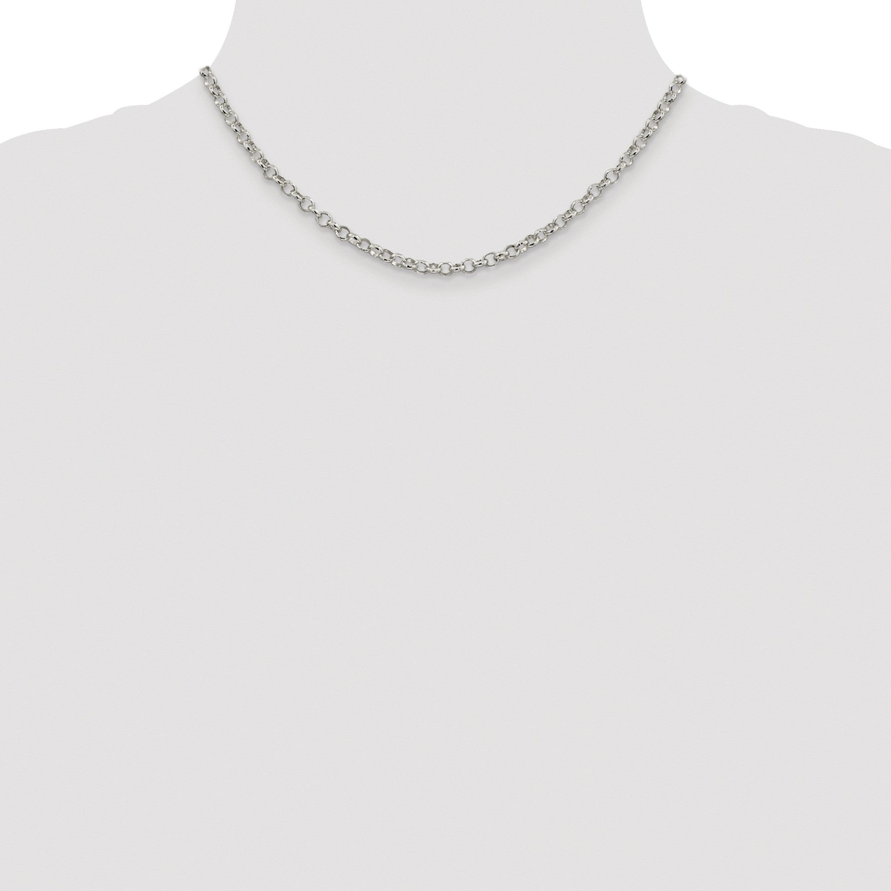 Sterling Silver Rhodium-plated 4mm Rolo Chain