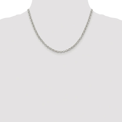 Sterling Silver Rhodium-plated 4mm Rolo Chain