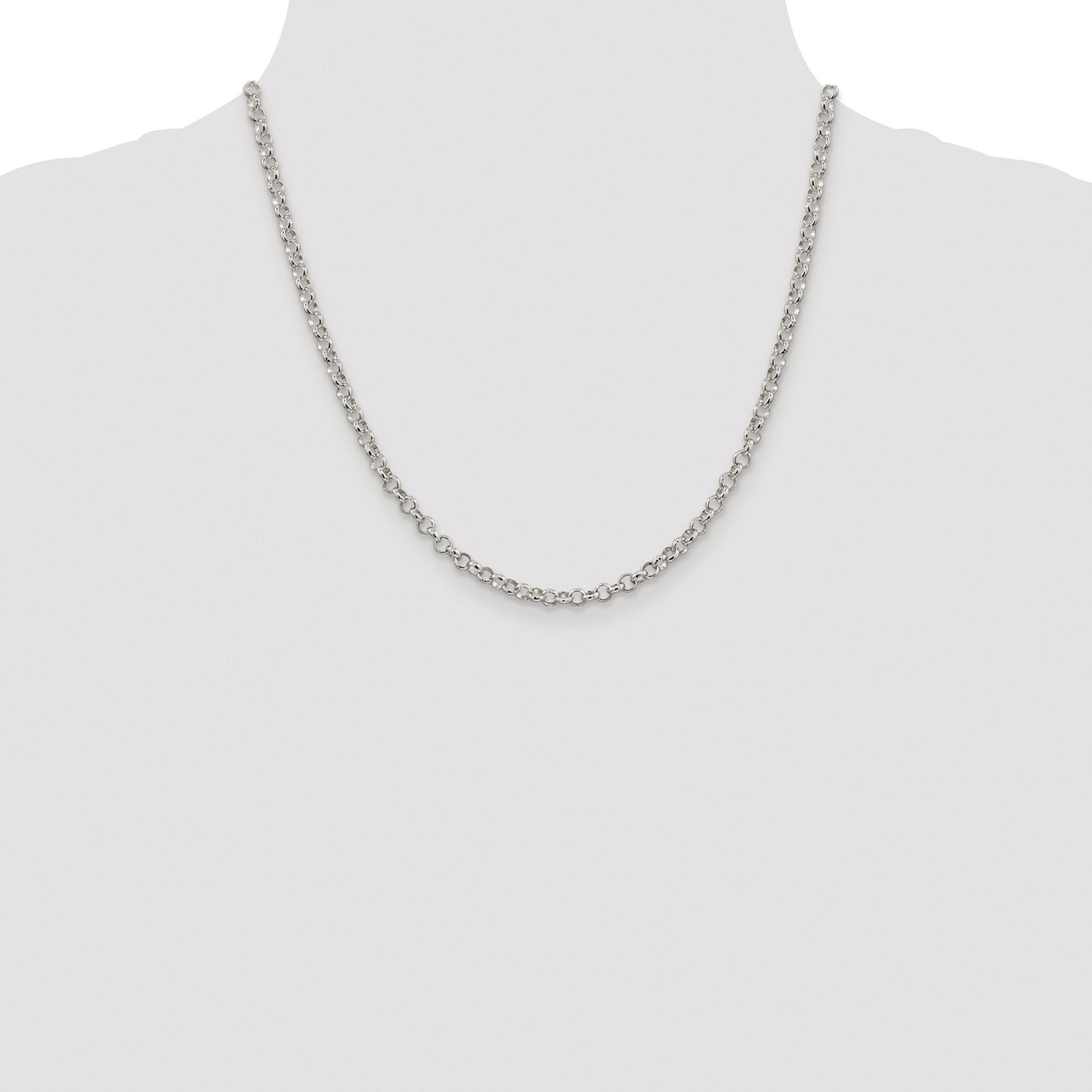 Sterling Silver Rhodium-plated 4mm Rolo Chain