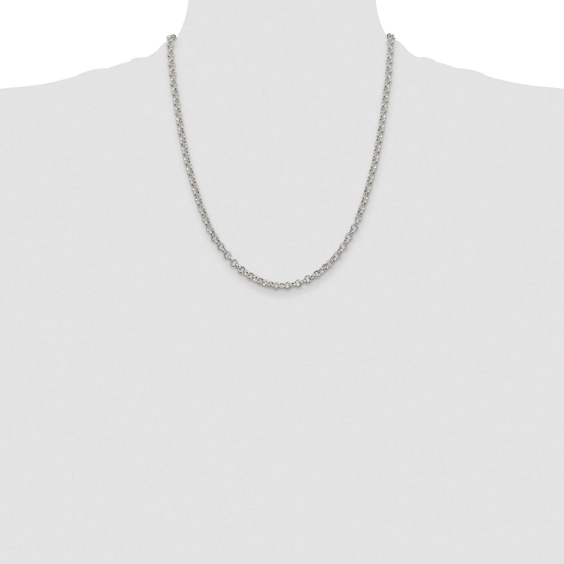 Sterling Silver Rhodium-plated 4mm Rolo Chain