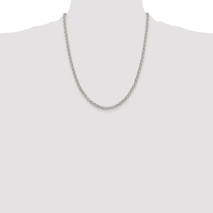 Sterling Silver Rhodium-plated 4mm Rolo Chain