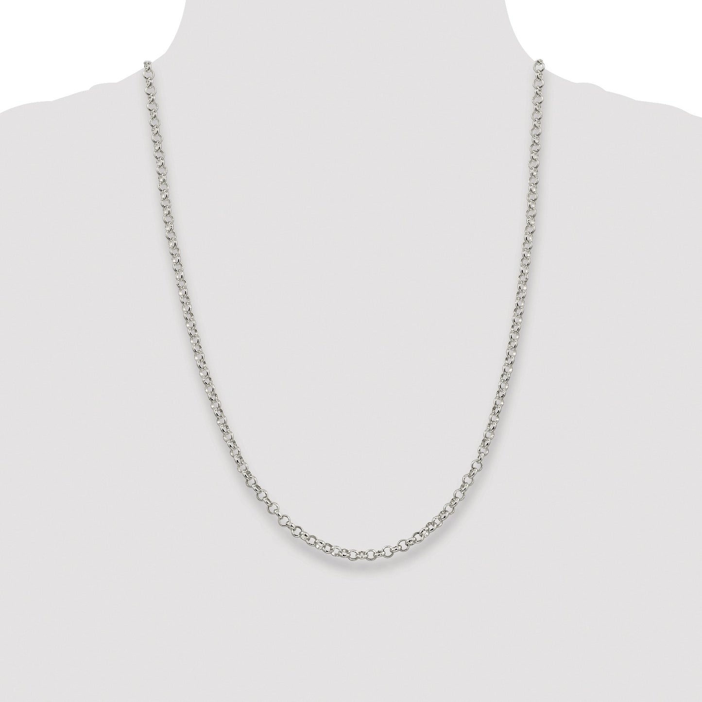 Sterling Silver Rhodium-plated 4mm Rolo Chain