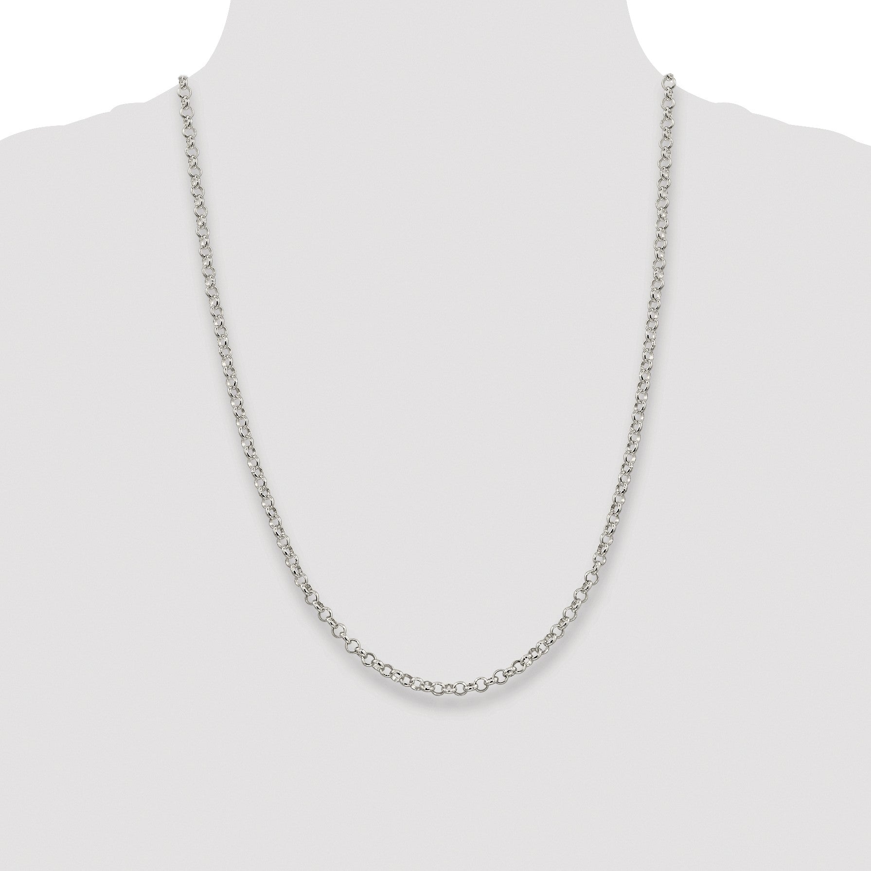 Sterling Silver Rhodium-plated 4mm Rolo Chain