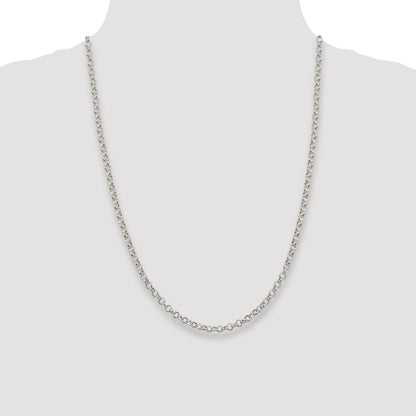 Sterling Silver Rhodium-plated 4mm Rolo Chain