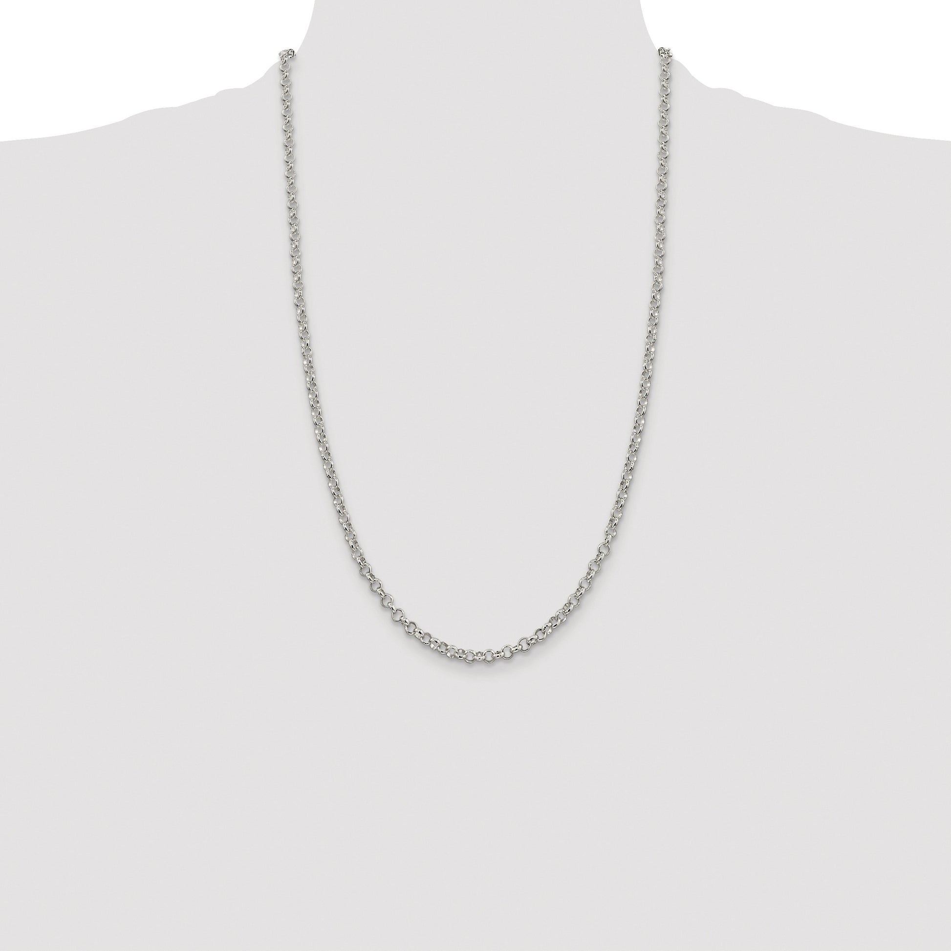 Sterling Silver Rhodium-plated 4mm Rolo Chain