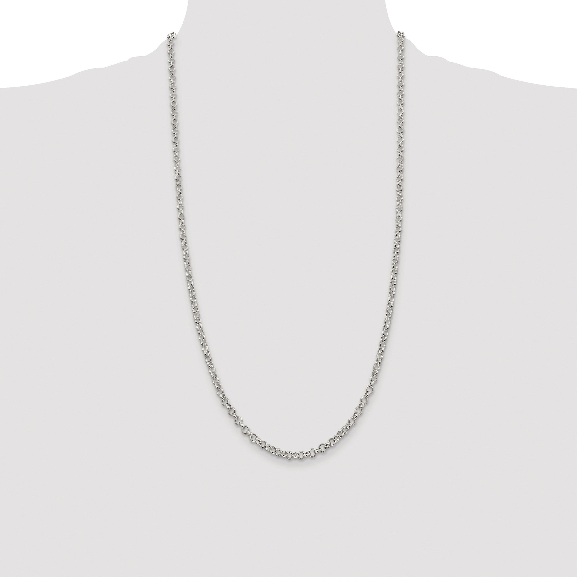 Sterling Silver Rhodium-plated 4mm Rolo Chain