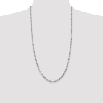 Sterling Silver Rhodium-plated 4mm Rolo Chain