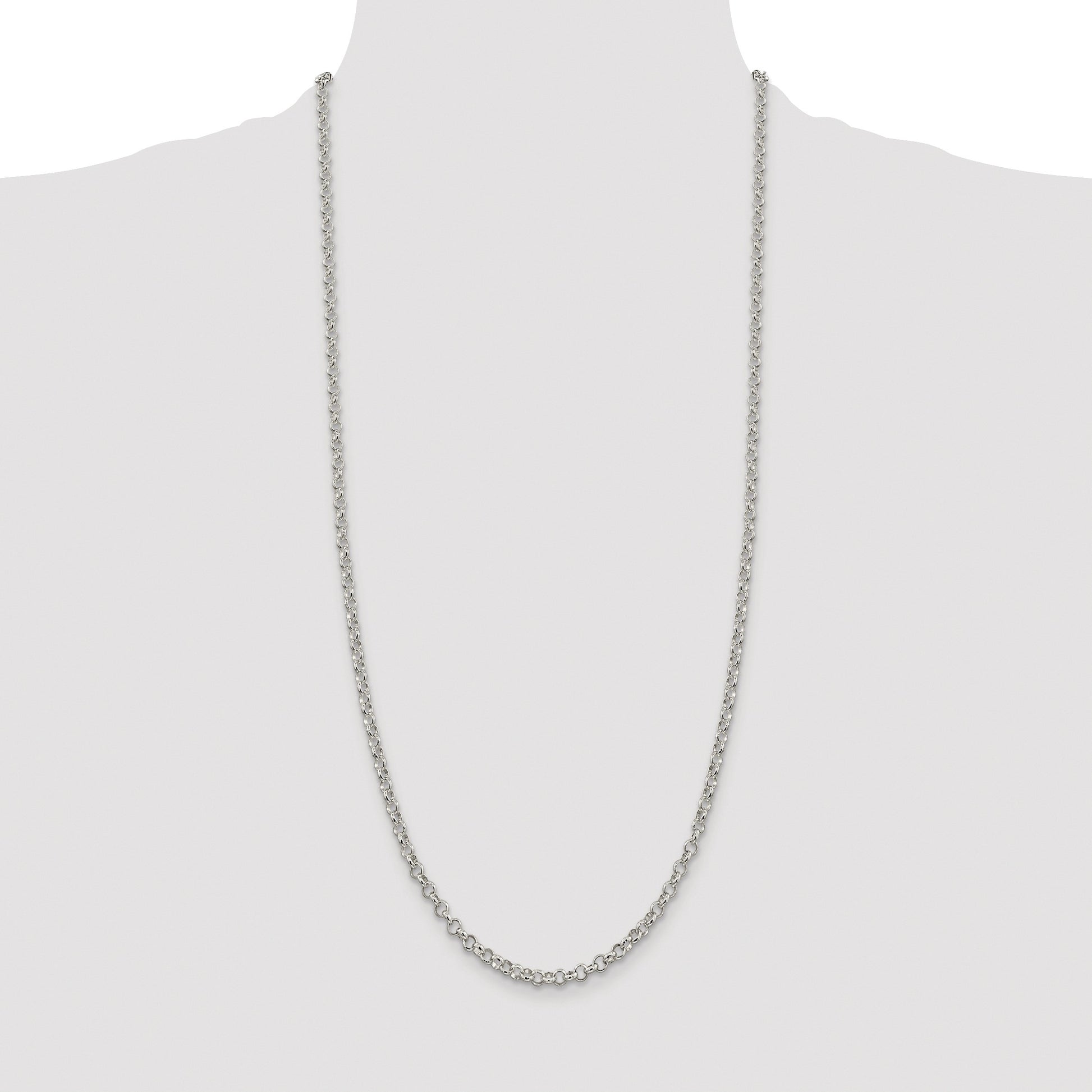 Sterling Silver Rhodium-plated 4mm Rolo Chain