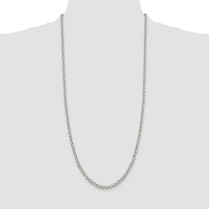 Sterling Silver Rhodium-plated 4mm Rolo Chain