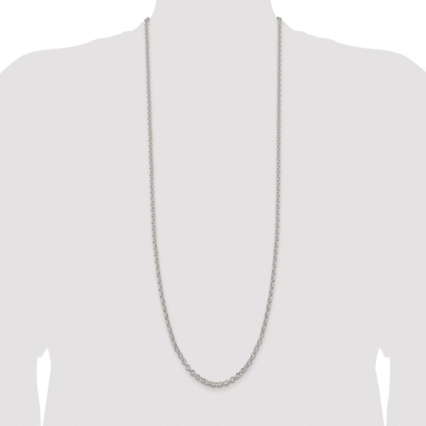 Sterling Silver Rhodium-plated 4mm Rolo Chain