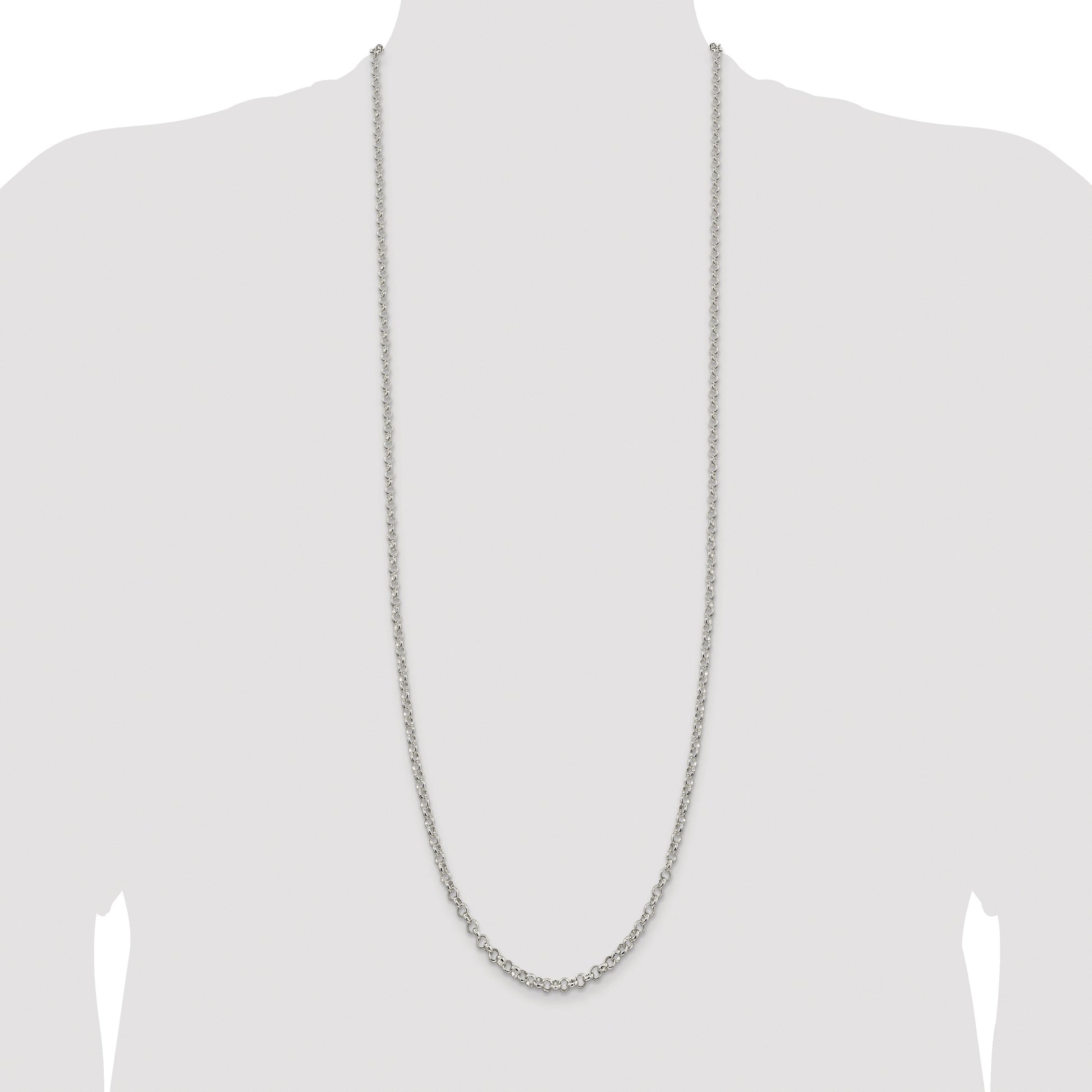 Sterling Silver Rhodium-plated 4mm Rolo Chain