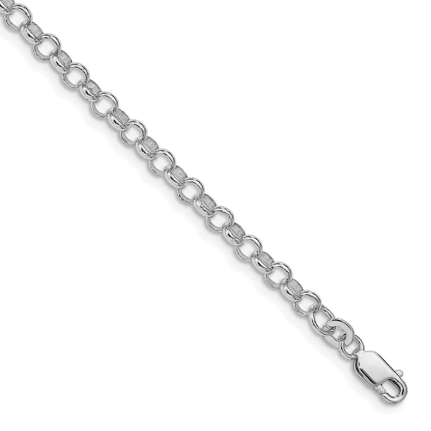 Sterling Silver Rhodium-plated 4mm Rolo Chain