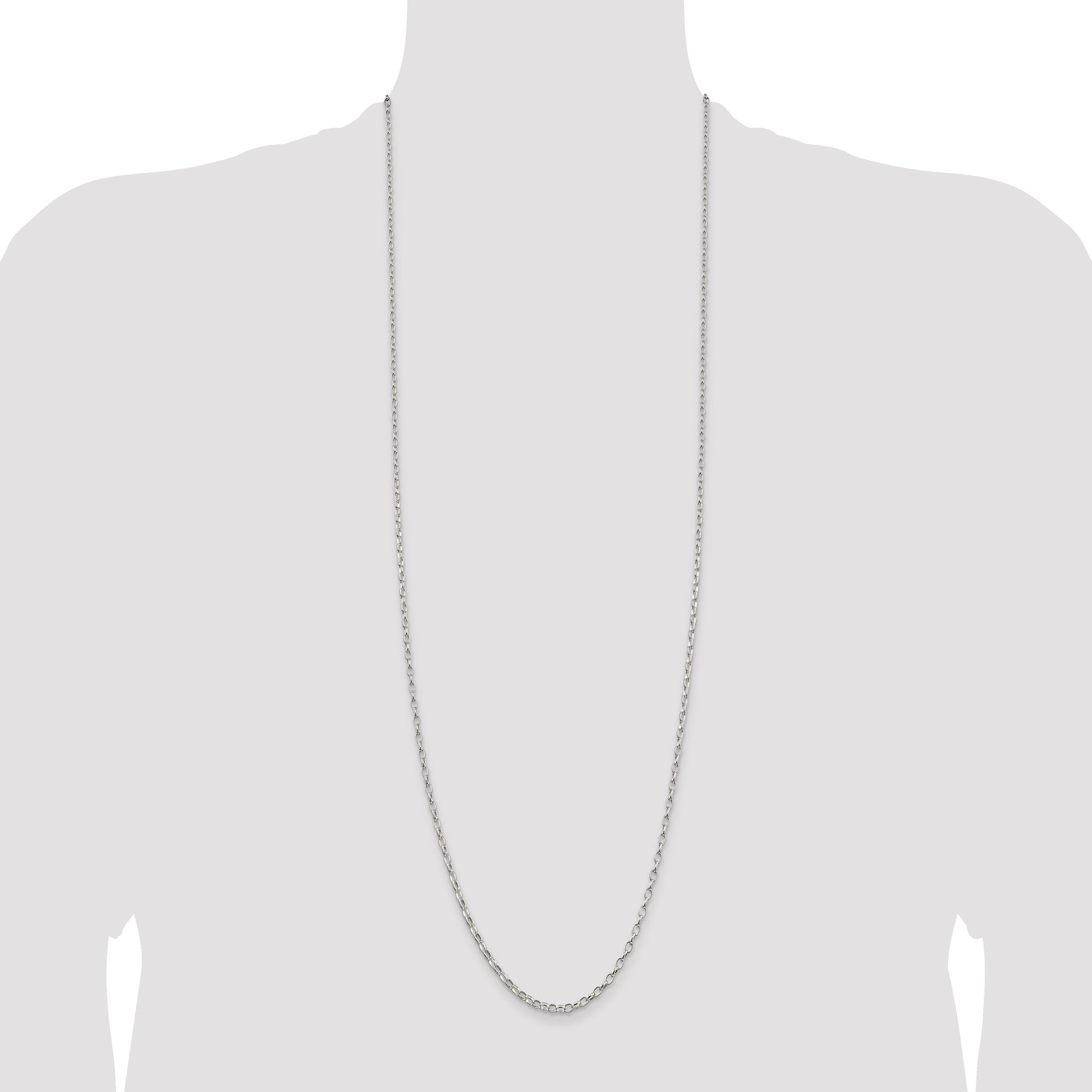 Sterling Silver 2.5mm Oval Fancy Rolo Chain