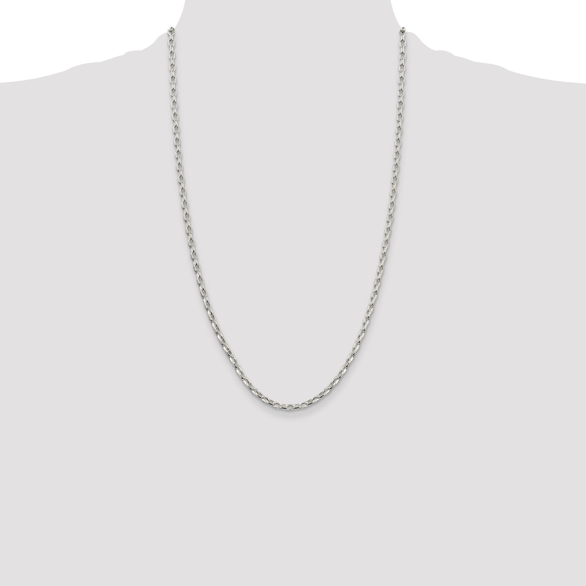 Sterling Silver 3.2mm Oval Fancy Rolo Chain