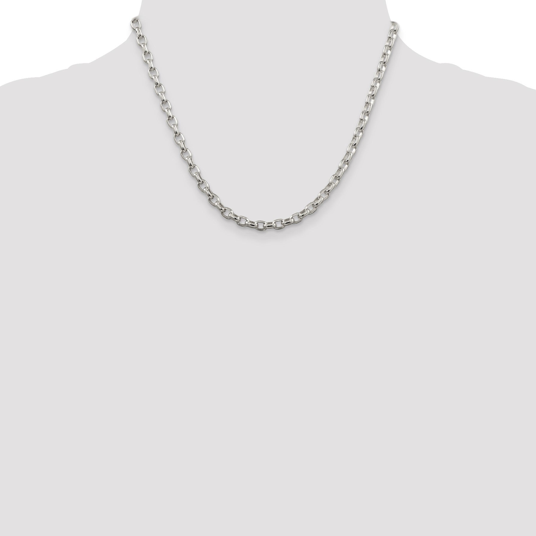 Sterling Silver 4.4mm Oval Fancy Rolo Chain