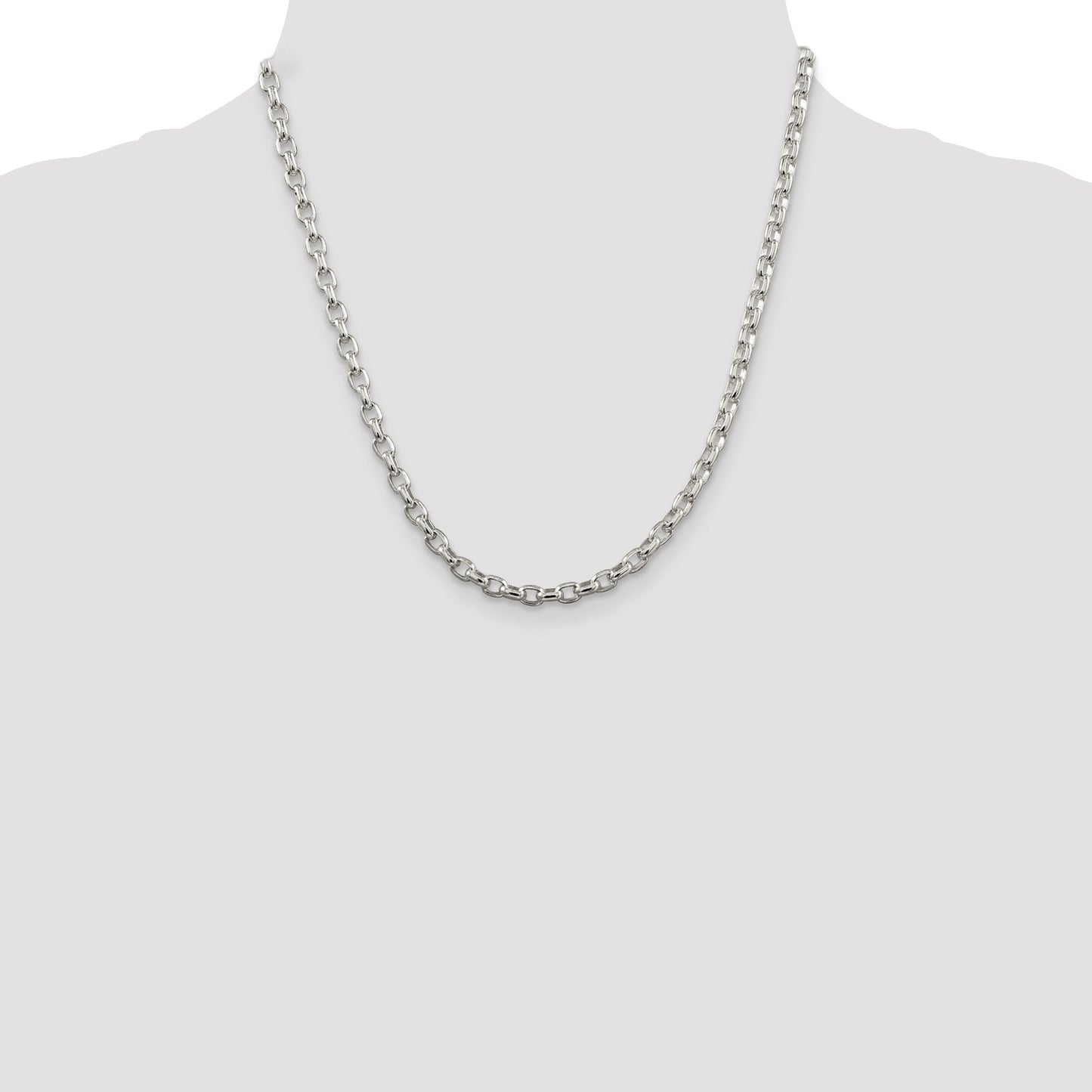 Sterling Silver 4.4mm Oval Fancy Rolo Chain
