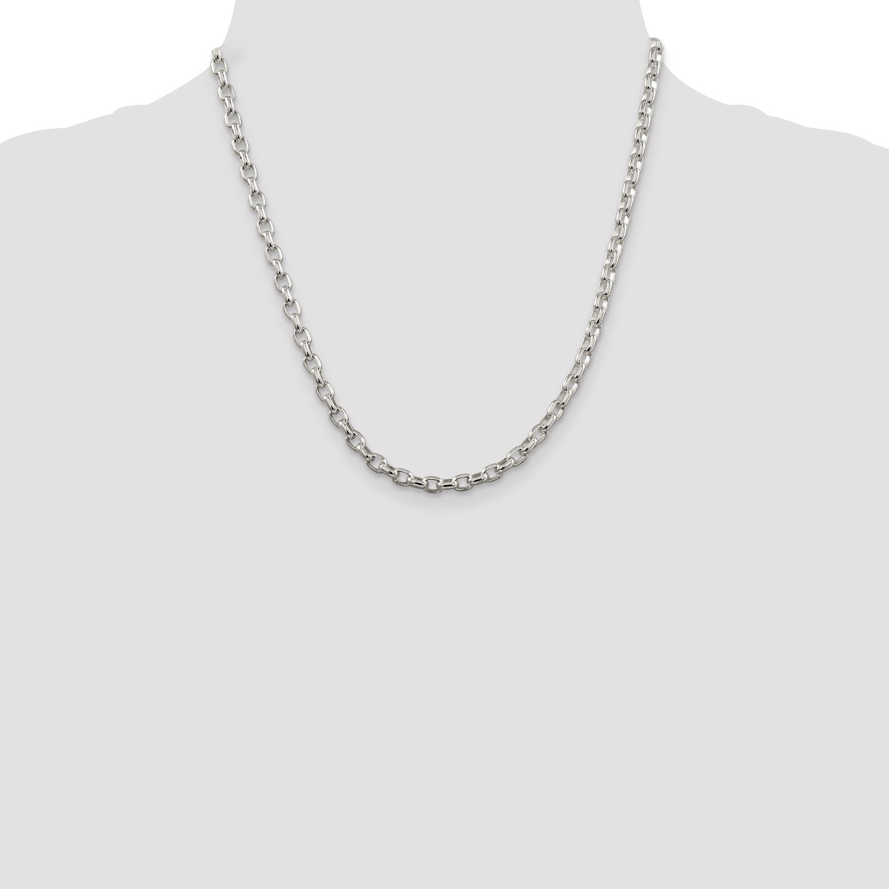 Sterling Silver 4.4mm Oval Fancy Rolo Chain