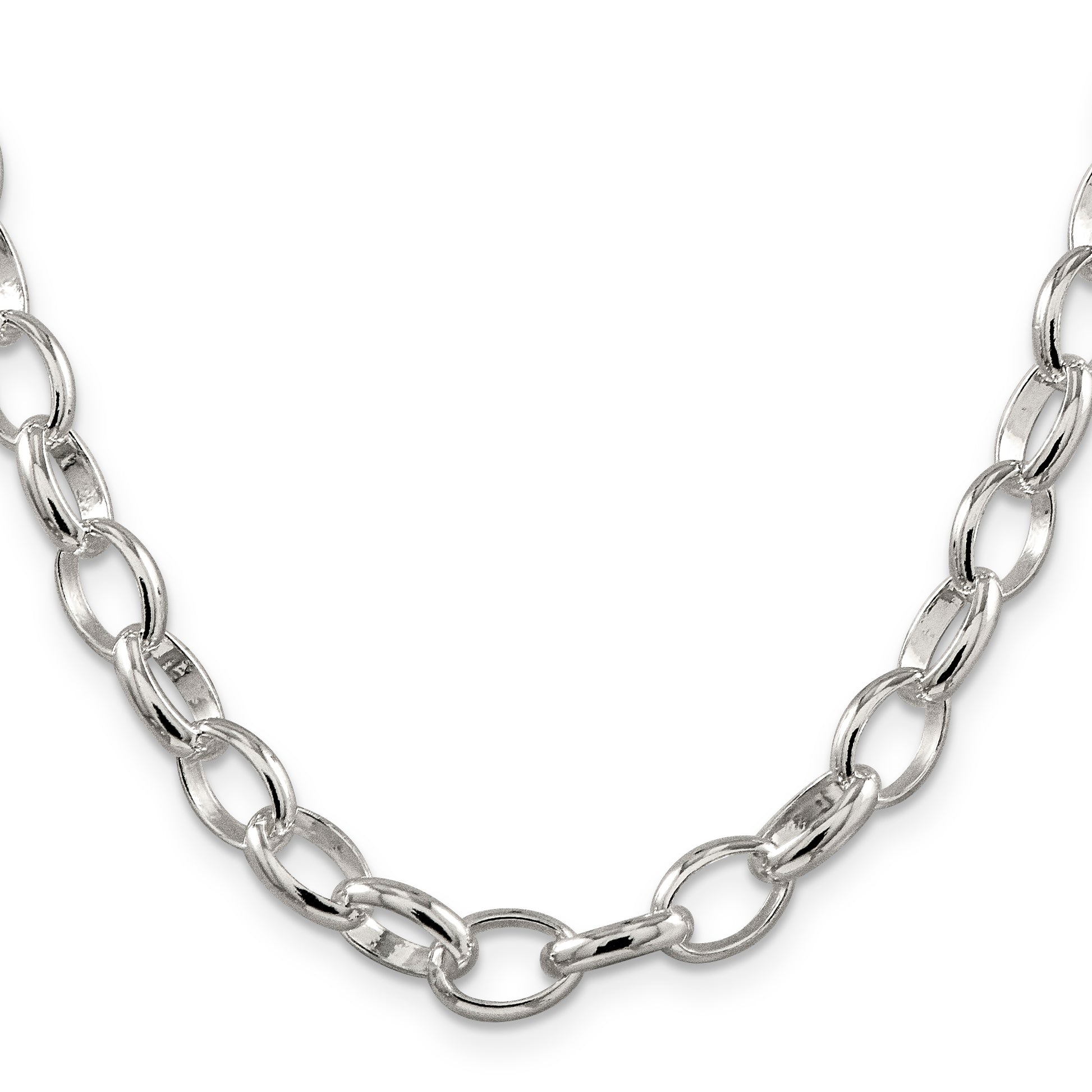 Sterling Silver 8mm Fancy Rolo Chain Necklace