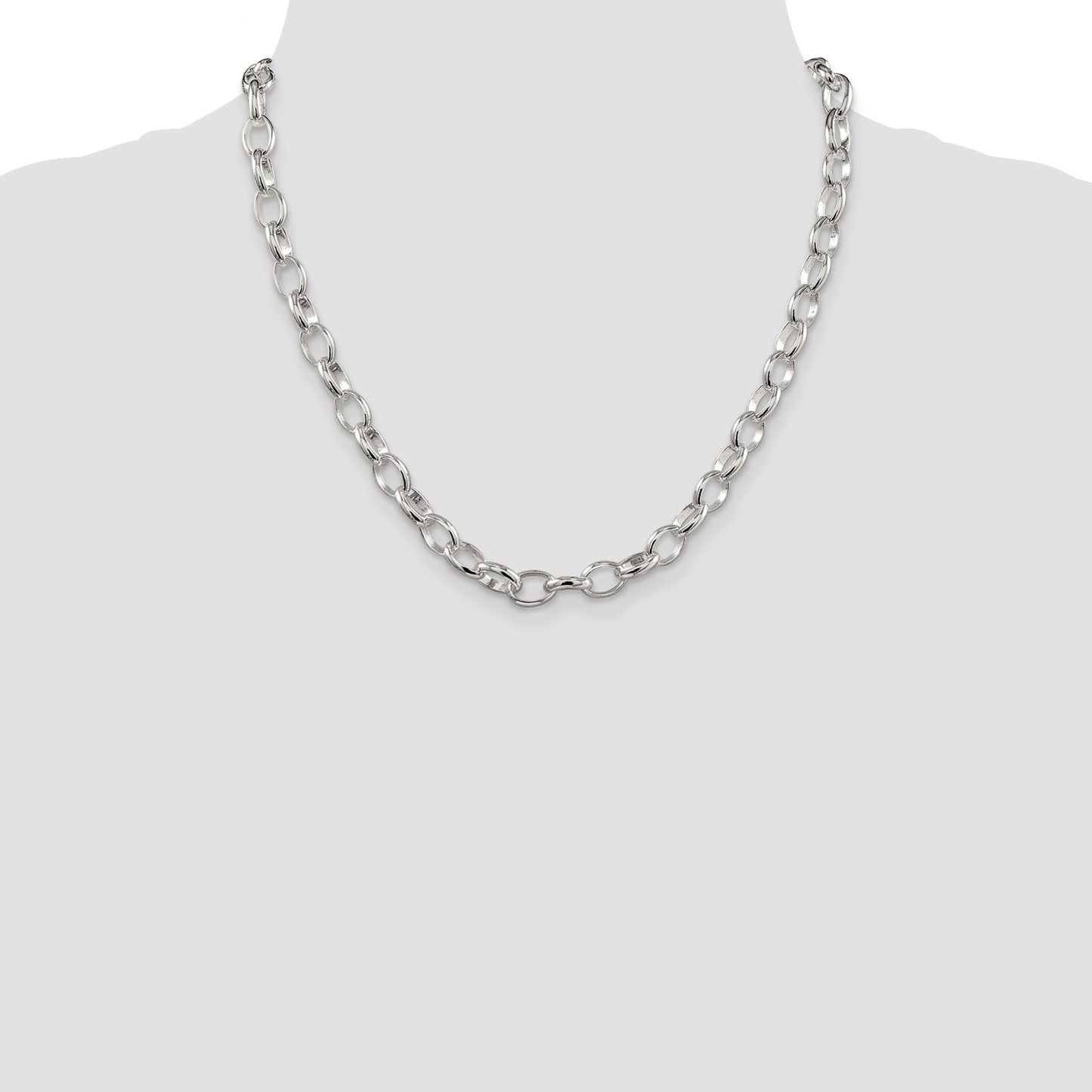 Sterling Silver 8mm Fancy Rolo Chain