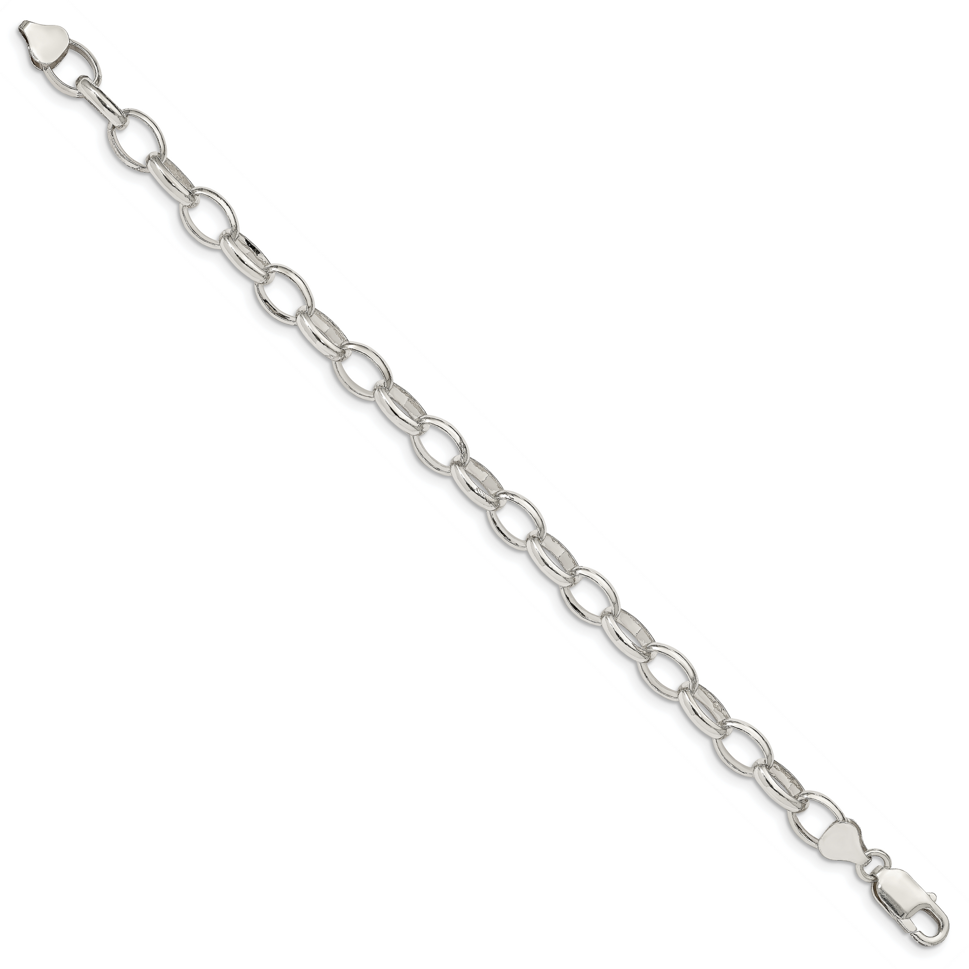 Sterling Silver 8mm Fancy Rolo Chain Bracelet