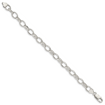 Sterling Silver 8mm Fancy Rolo Chain Bracelet