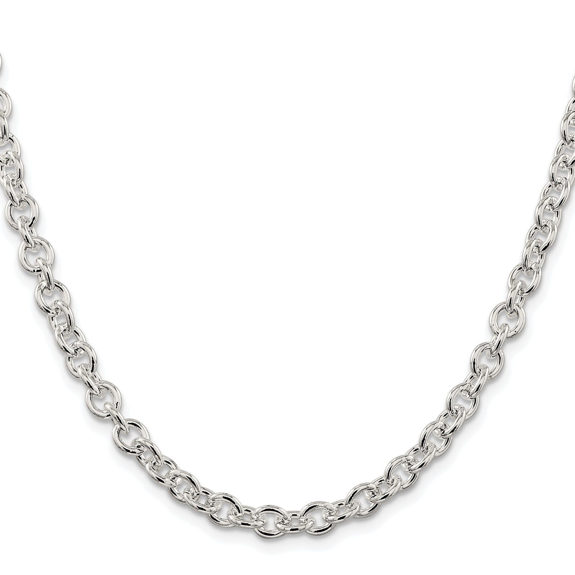Sterling Silver Rhodium-plated 6.1mm Cable Chain
