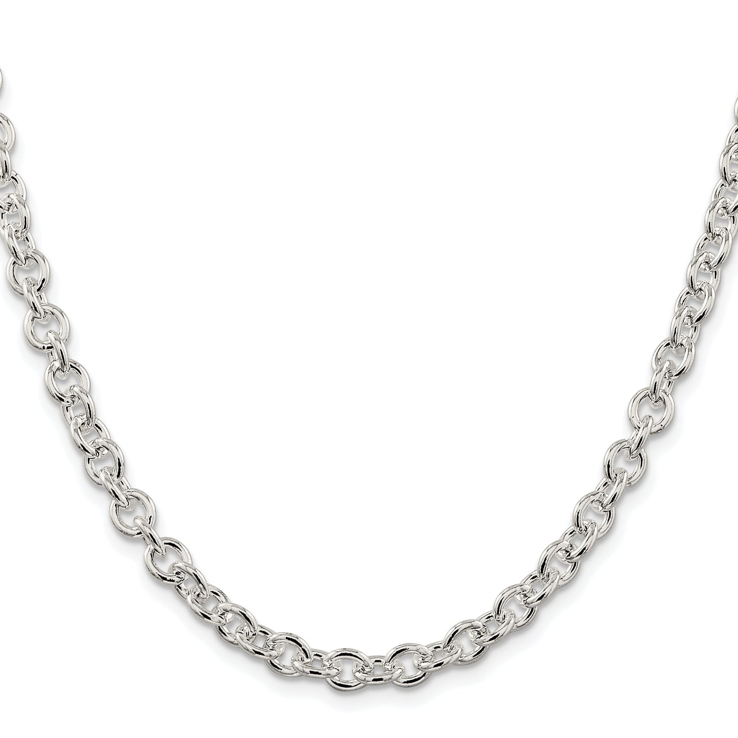Sterling Silver Rhodium-plated 6.1mm Cable Chain Necklace
