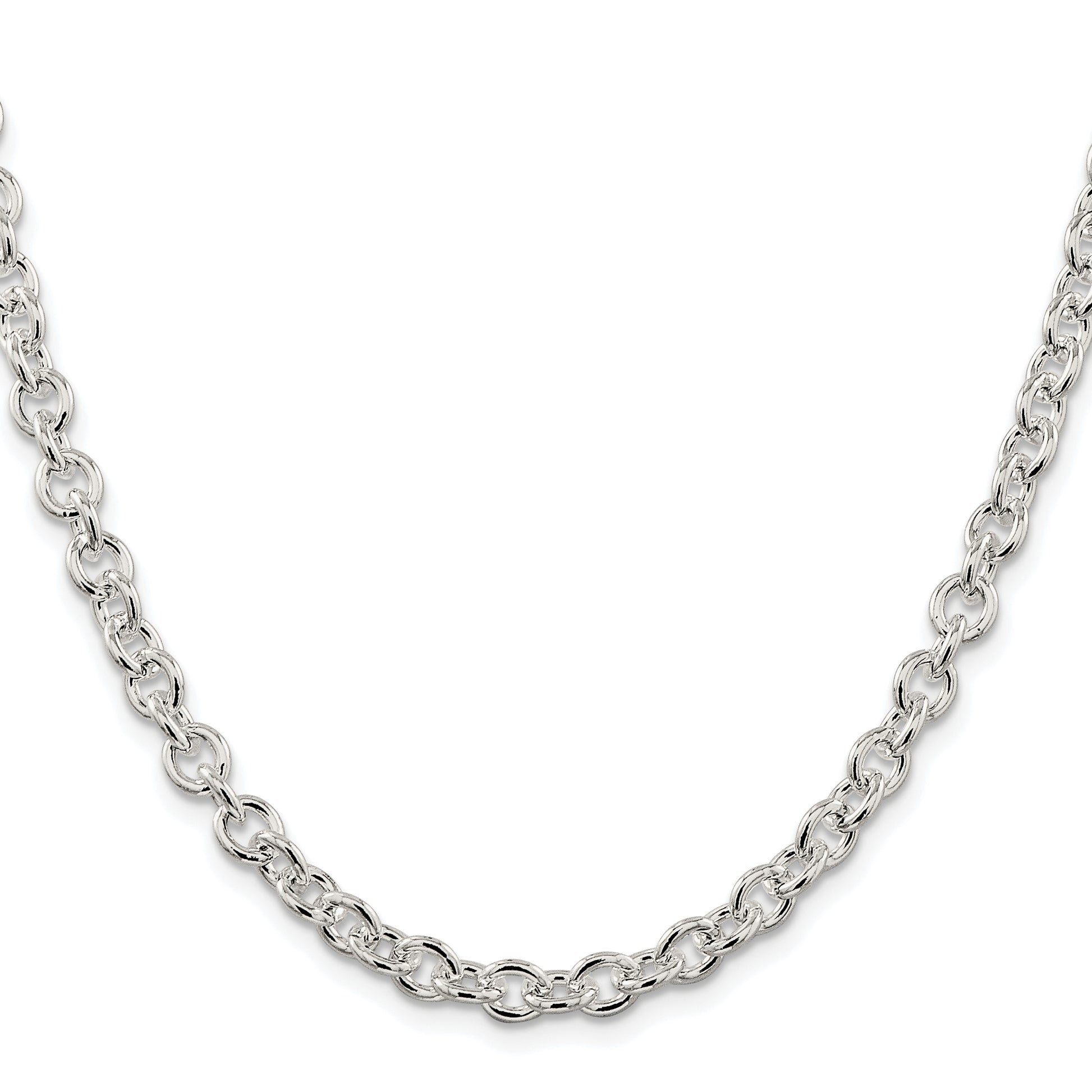 Sterling Silver Rhodium-plated 6.1mm Cable Chain Necklace